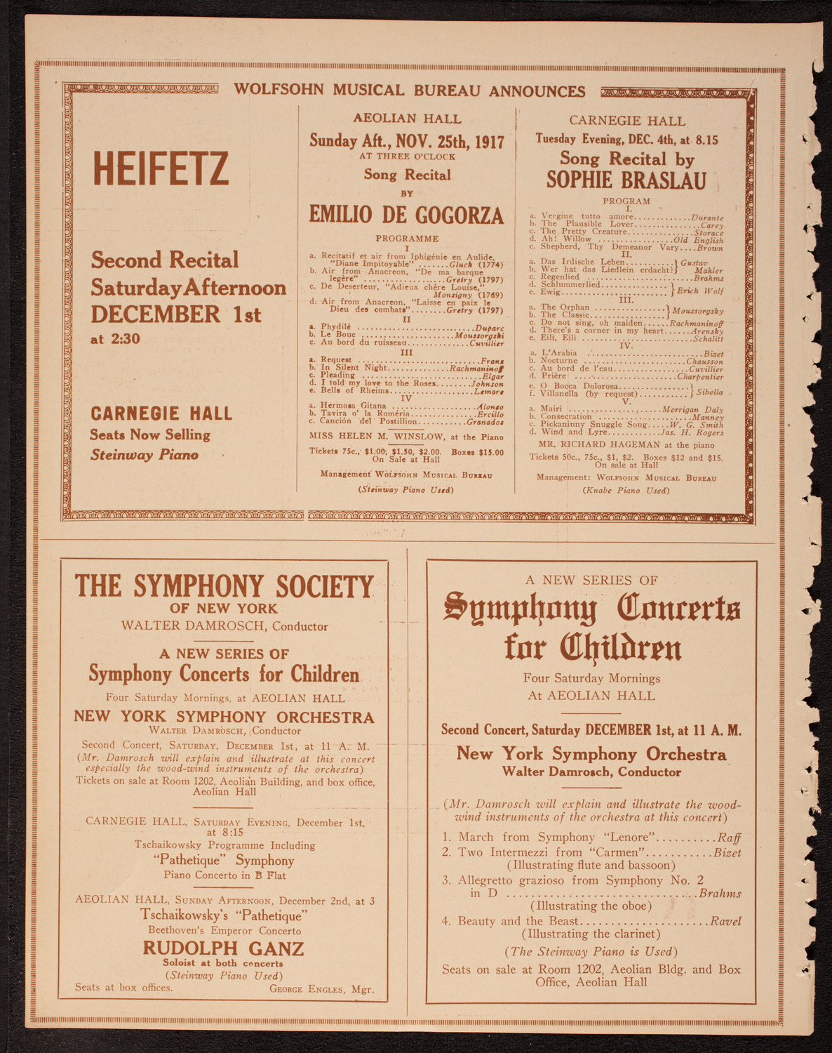 Home Symphony Concert: New York Philharmonic, November 21, 1917, program page 8