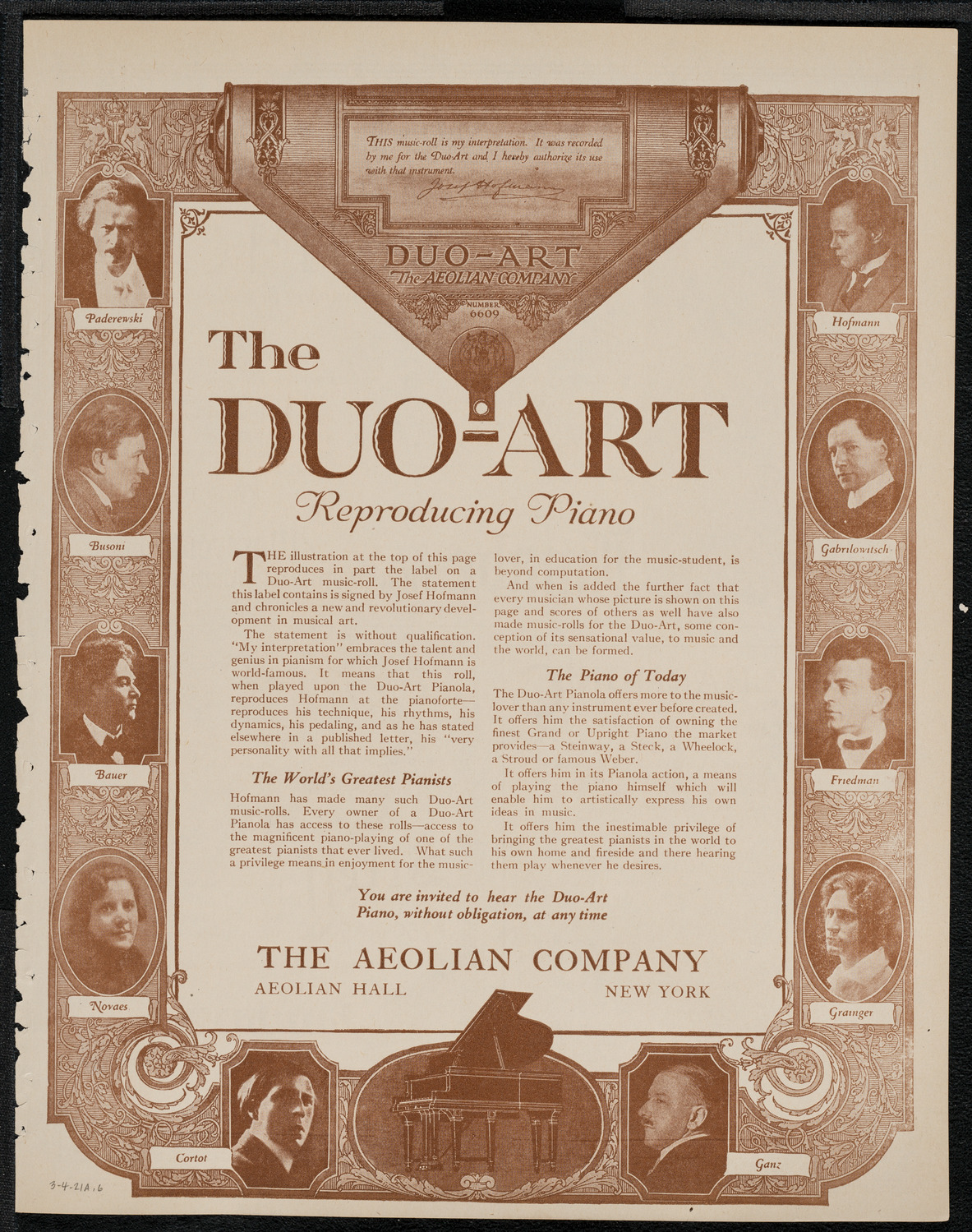 New York Philharmonic, March 4, 1921, program page 11