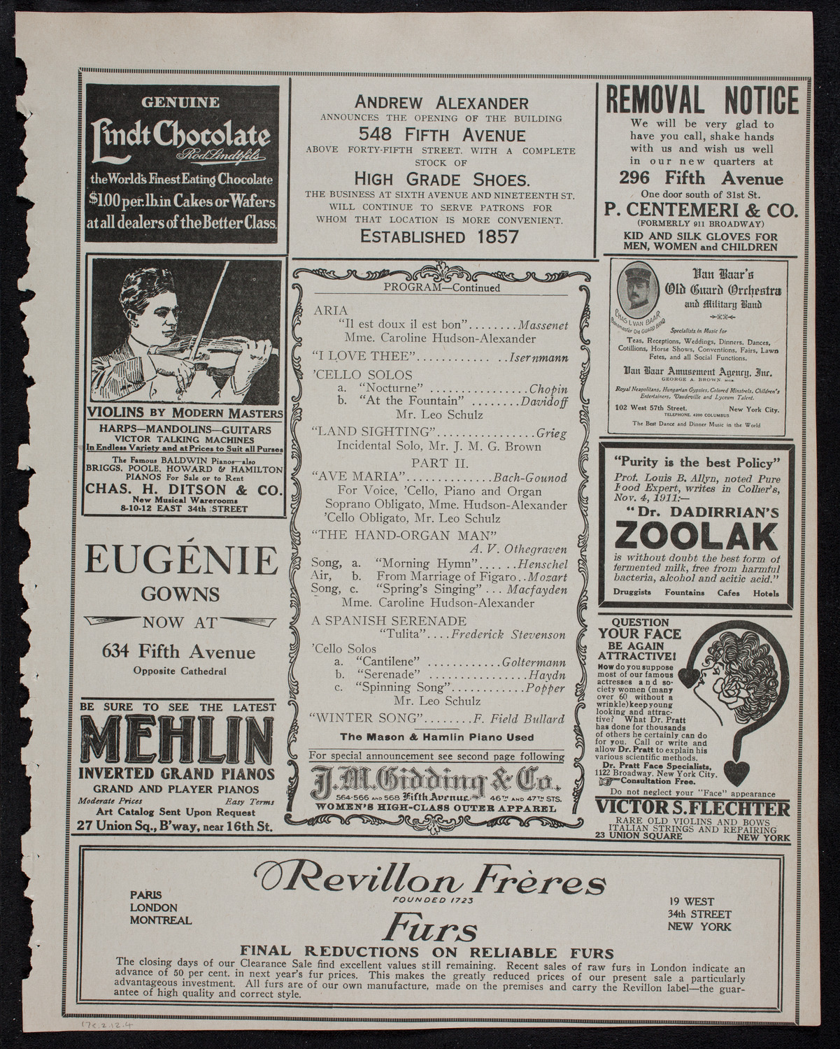 New York Banks' Glee Club, February 17, 1912, program page 7