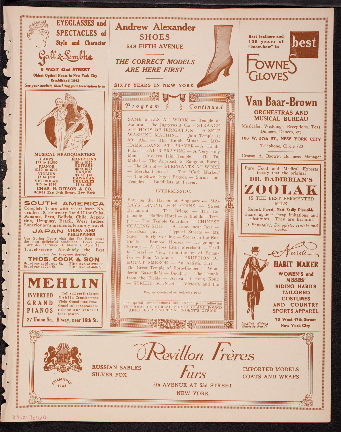 Elmendorf Lecture: Around The World, December 17, 1916, program page 7
