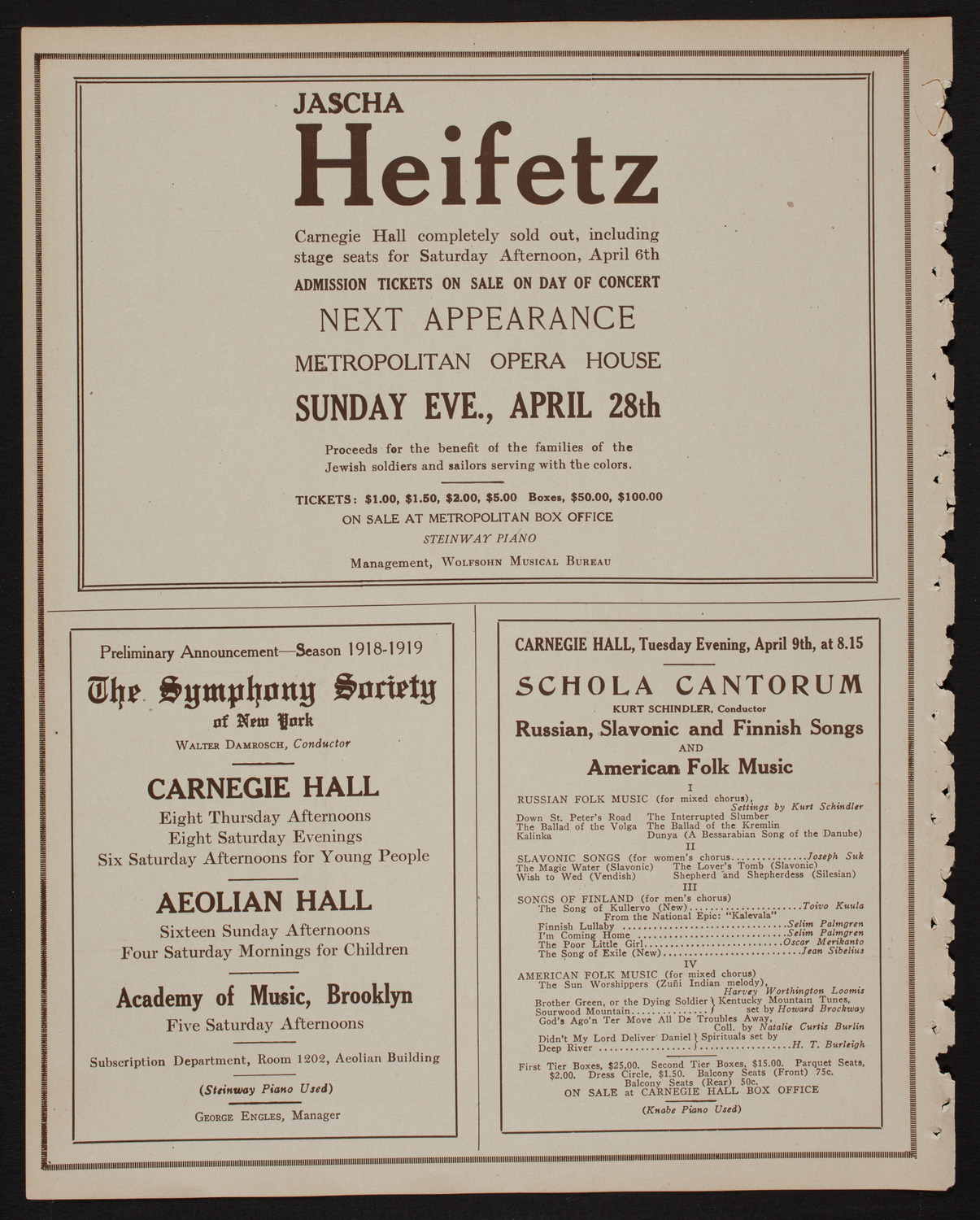 New Choral Society of New York, April 4, 1918, program page 8