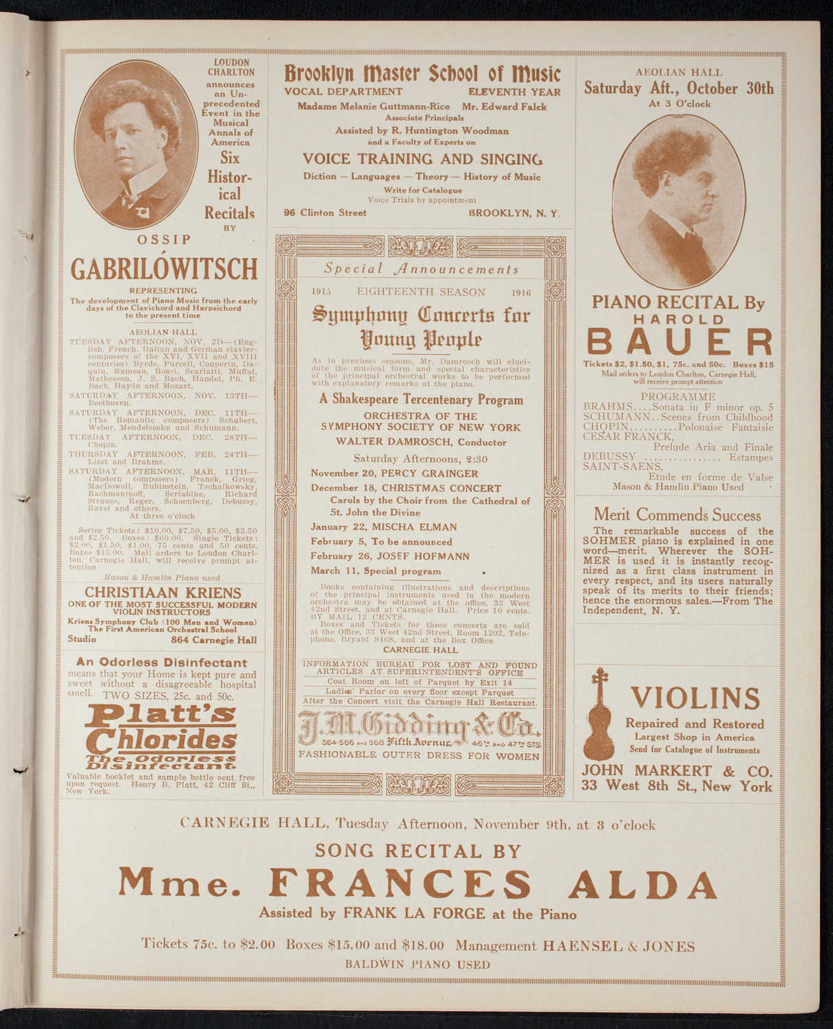 Ignacy Jan Paderewski, Piano, October 23, 1915, program page 9