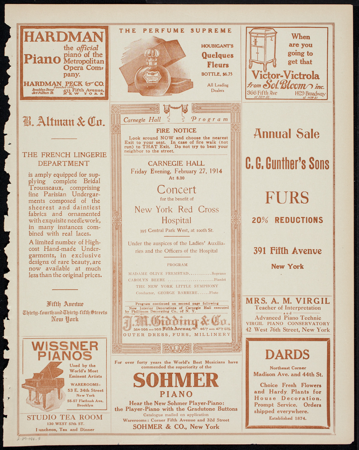 Benefit: New York Red Cross Hospital, February 27, 1914, program page 5
