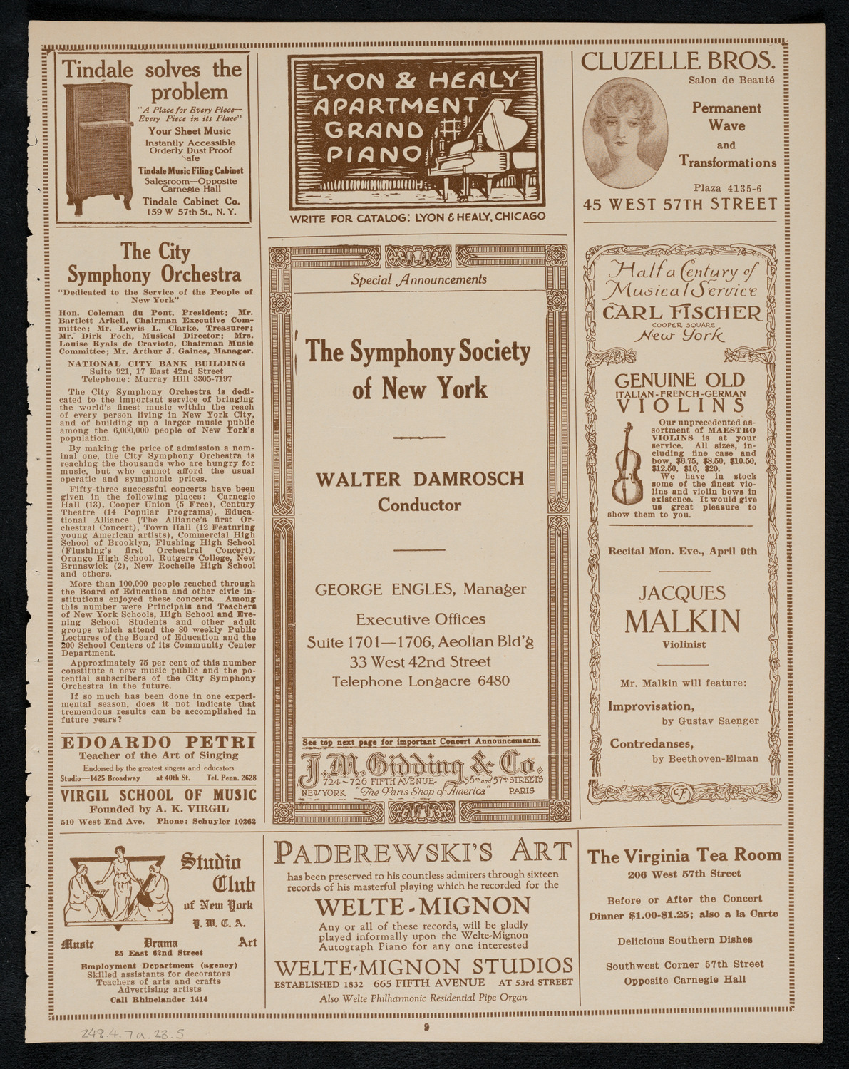 Boston Symphony Orchestra, April 7, 1923, program page 9