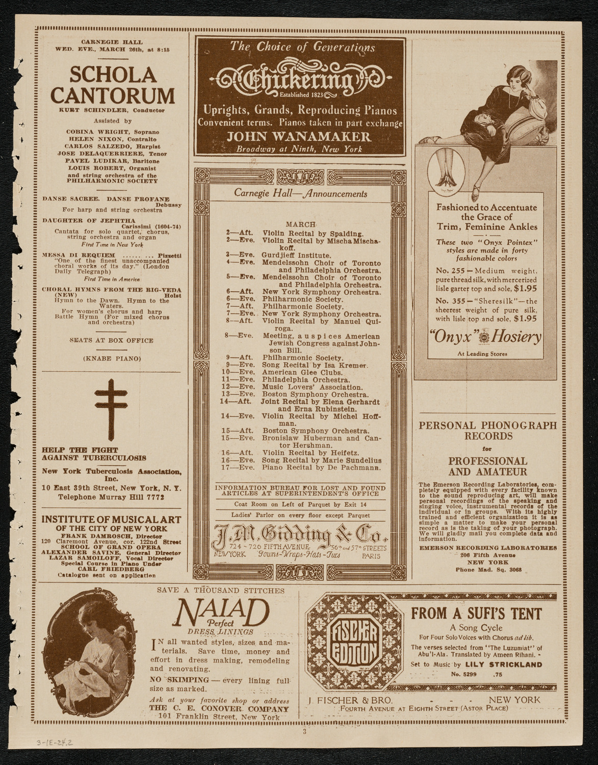 Intercollegiate Glee Club Contest, March 1, 1924, program page 3