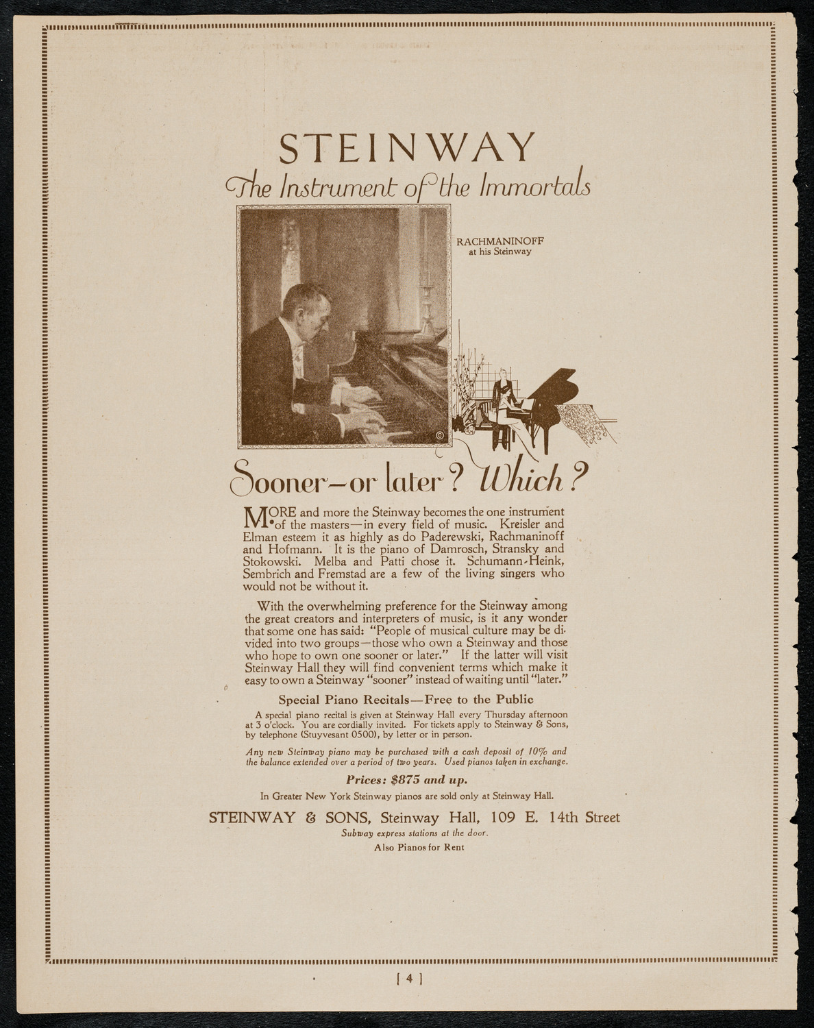 Elly Ney, Piano, April 11, 1922, program page 4