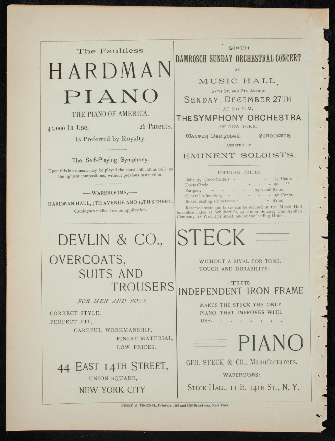 Grand Concert, December 22, 1891, program page 12