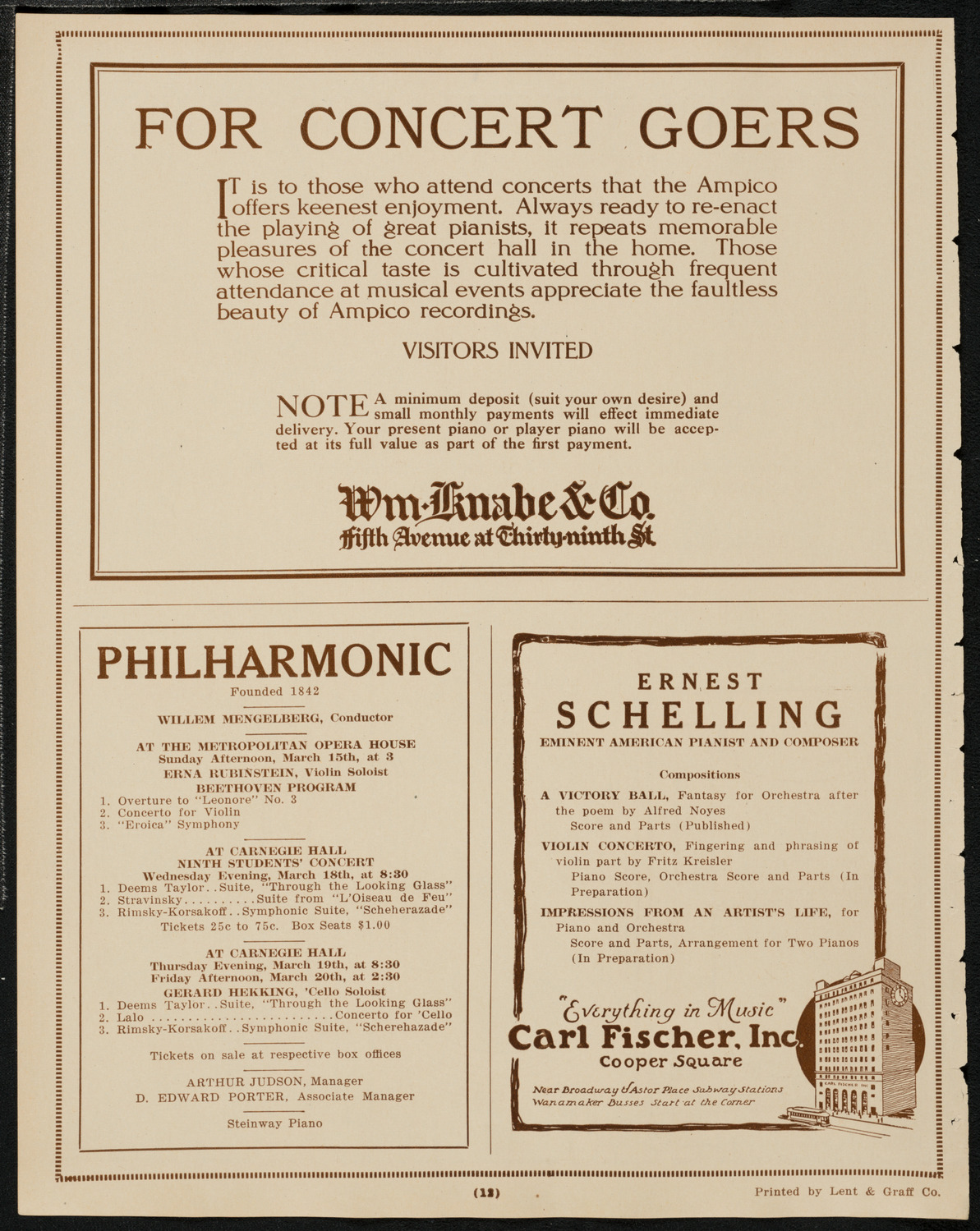 Anna Case, Soprano, March 9, 1925, program page 12