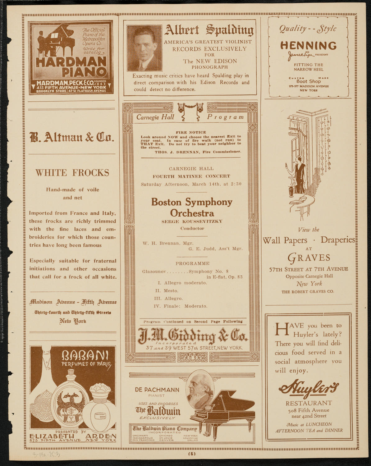 Boston Symphony Orchestra, March 14, 1925, program page 5