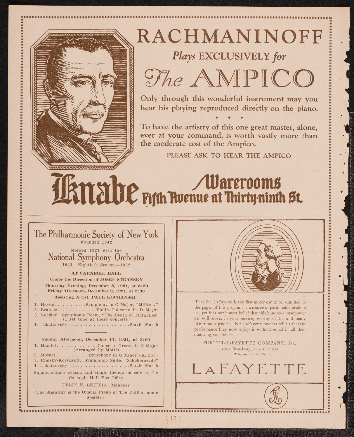 Elly Ney, Piano, December 7, 1921, program page 12