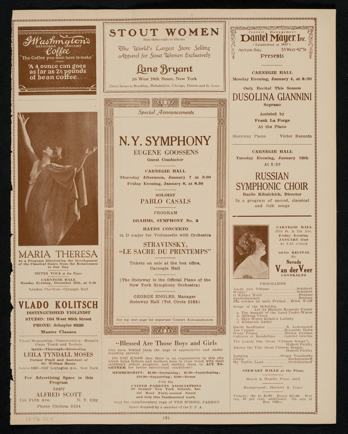 Schola Cantorum of New York, December 23, 1925, program page 9