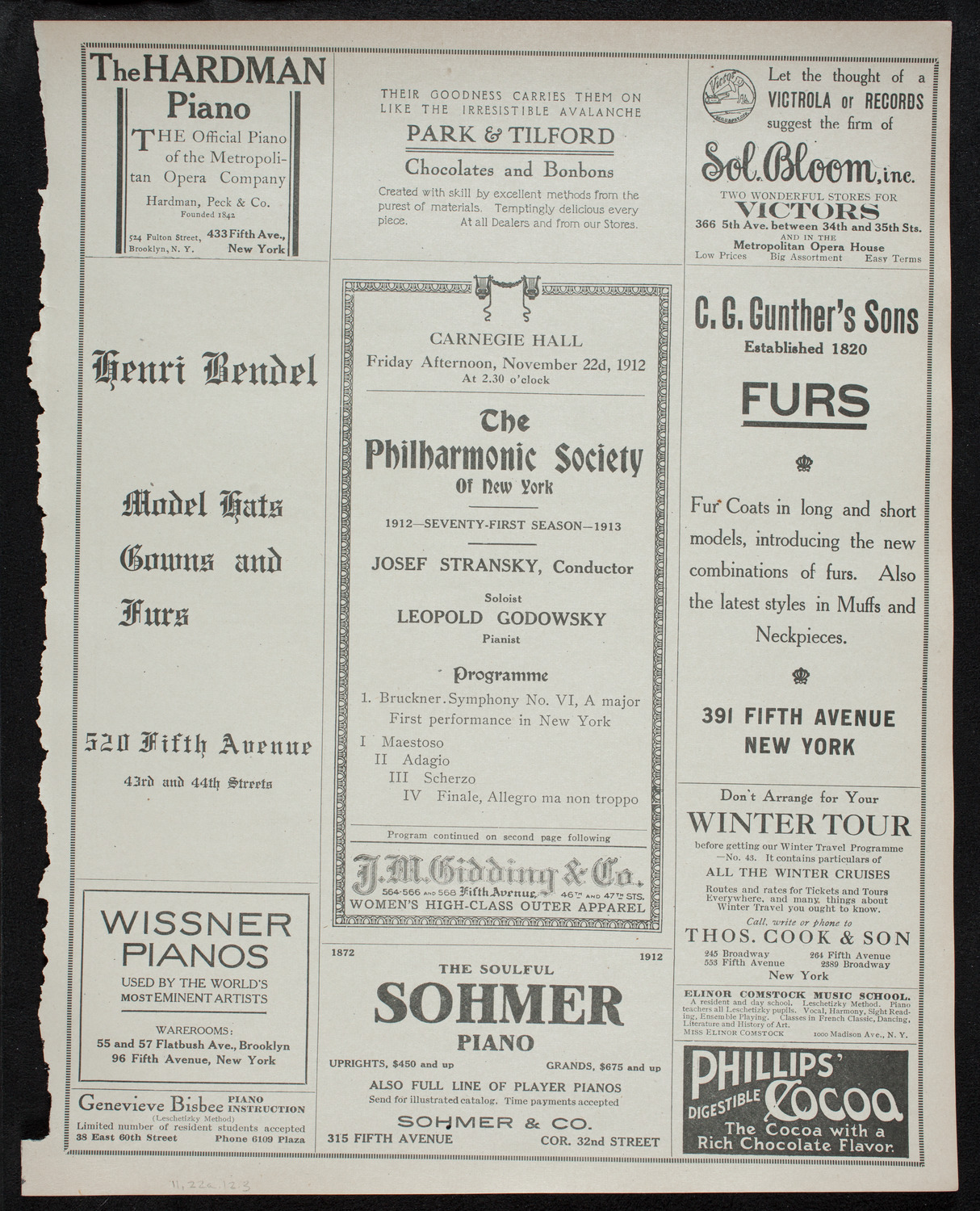 New York Philharmonic, November 22, 1912, program page 5