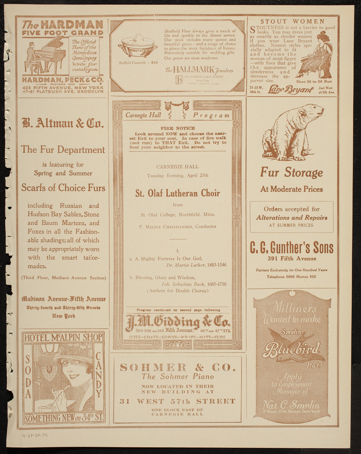 St. Olaf Choir, April 27, 1920, program page 5