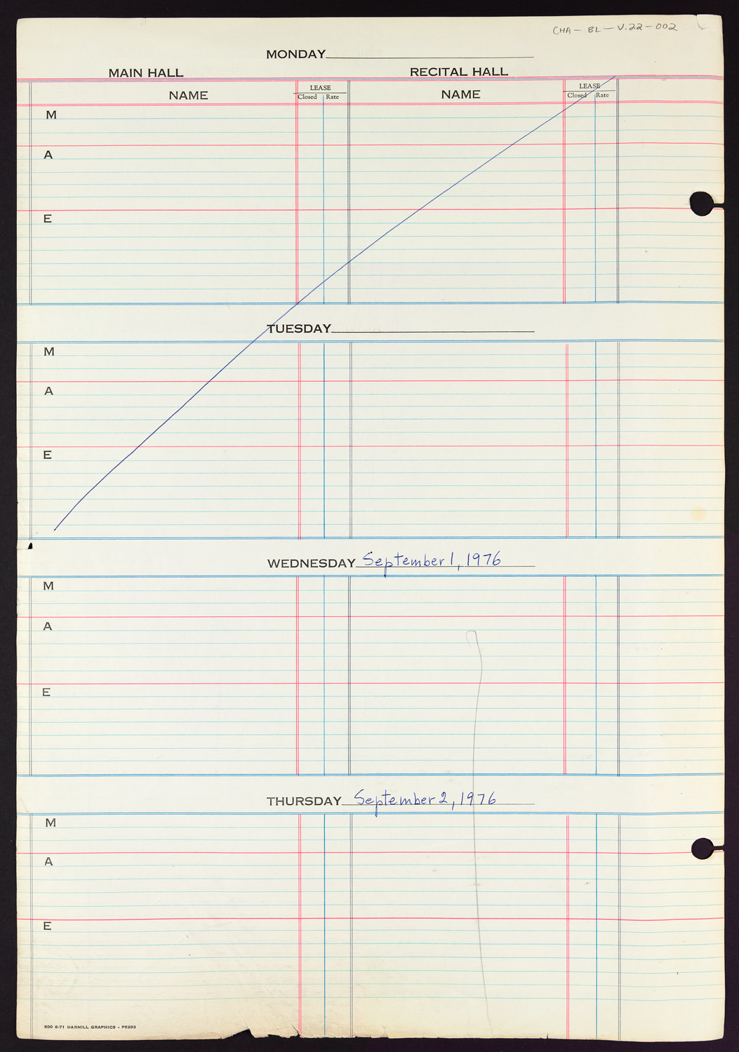 Carnegie Hall Booking Ledger, volume 22, page 2