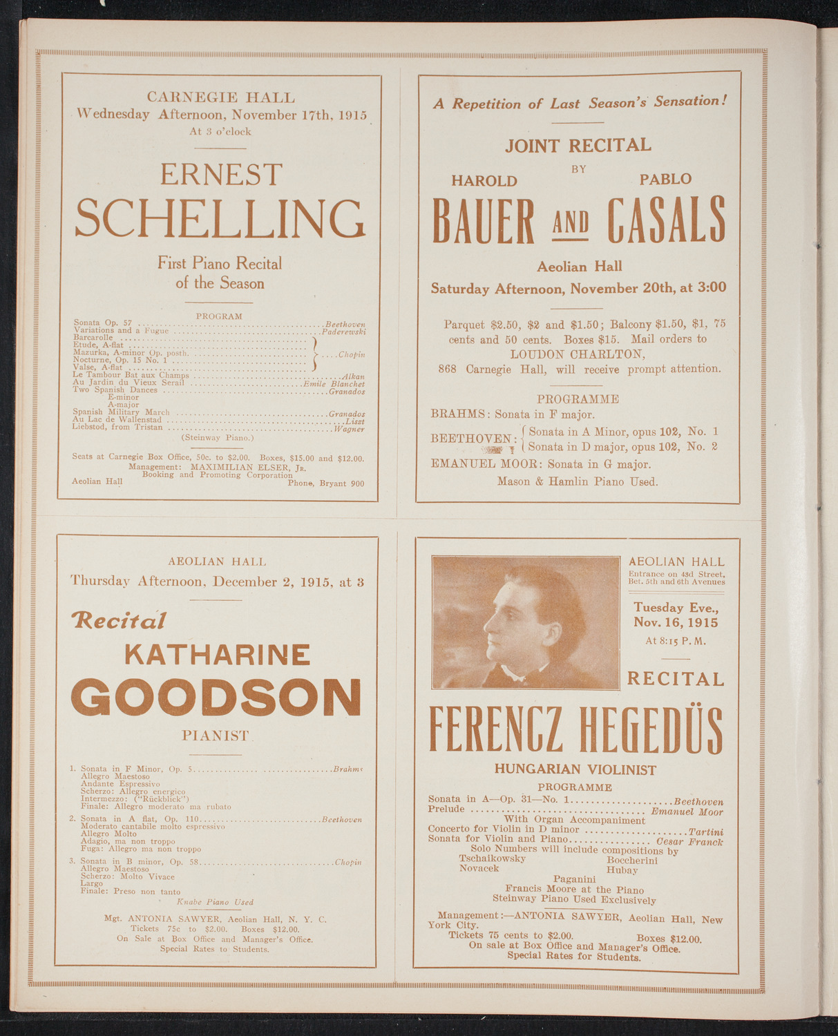 New York Philharmonic, November 14, 1915, program page 10