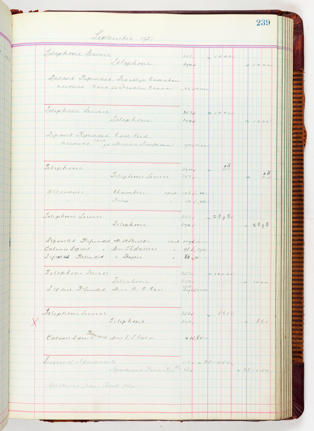 Music Hall Accounting Ledger, volume 5, page 239