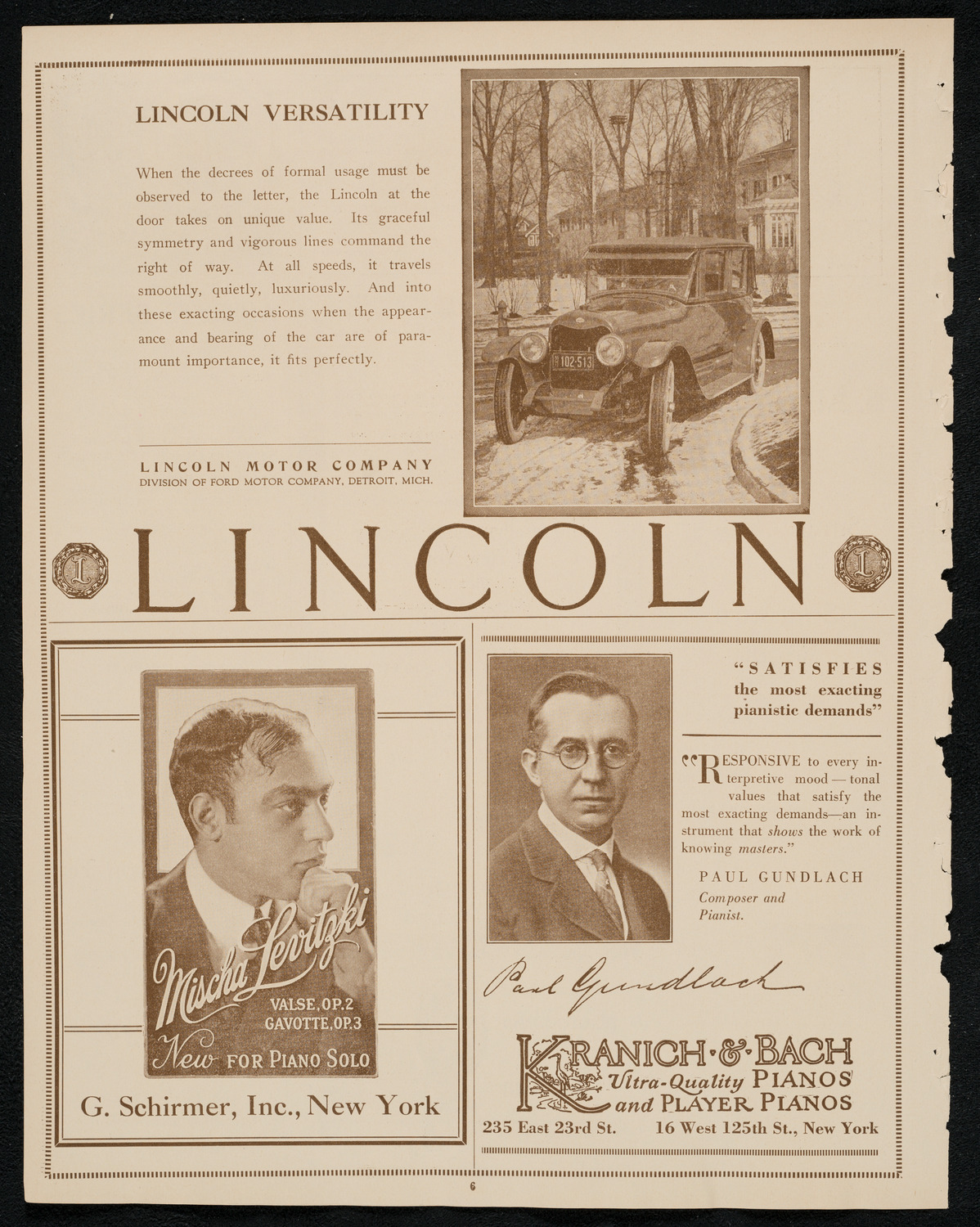 New York Philharmonic, January 20, 1924, program page 6