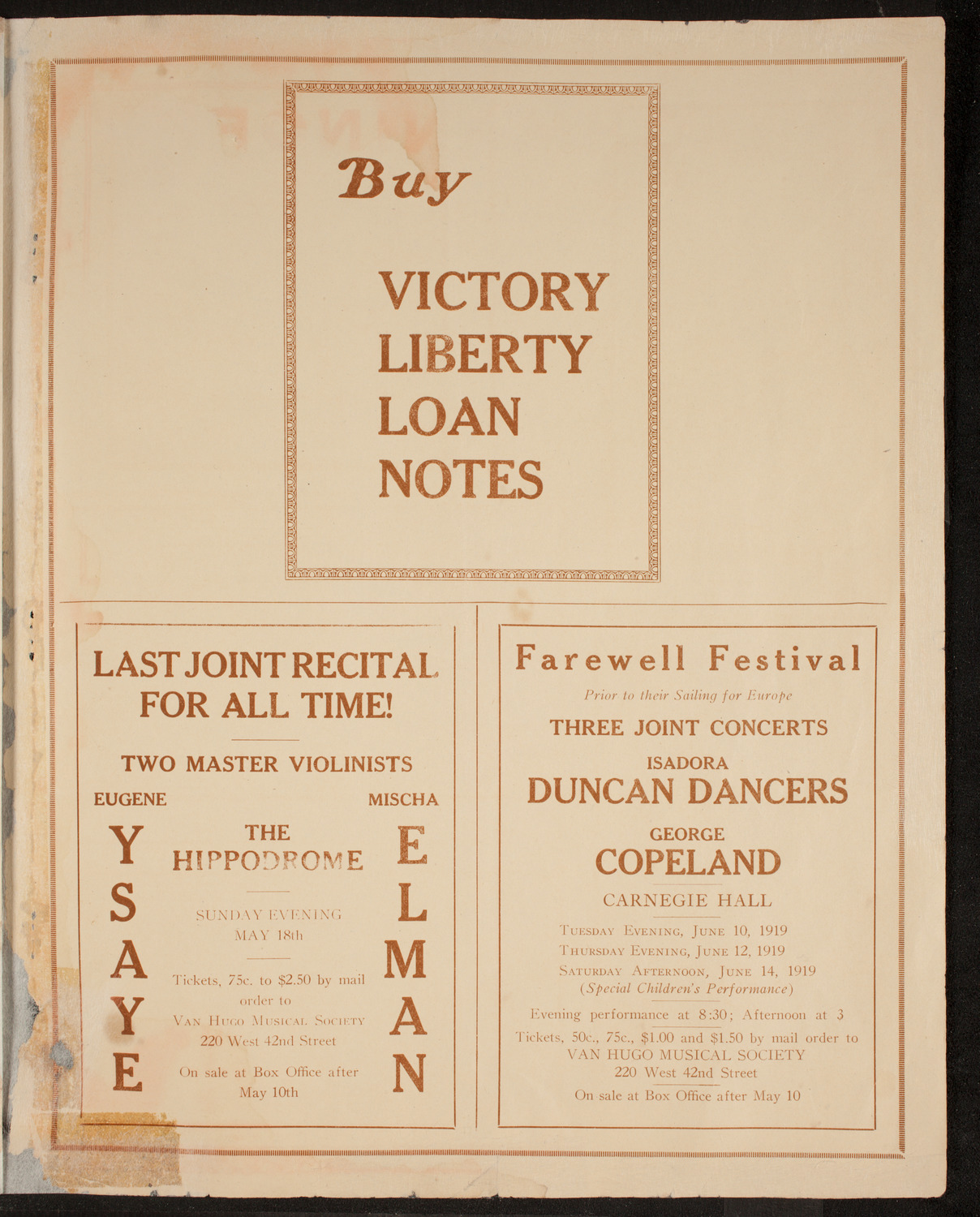 New Symphony Orchestra, May 2, 1919, program page 11