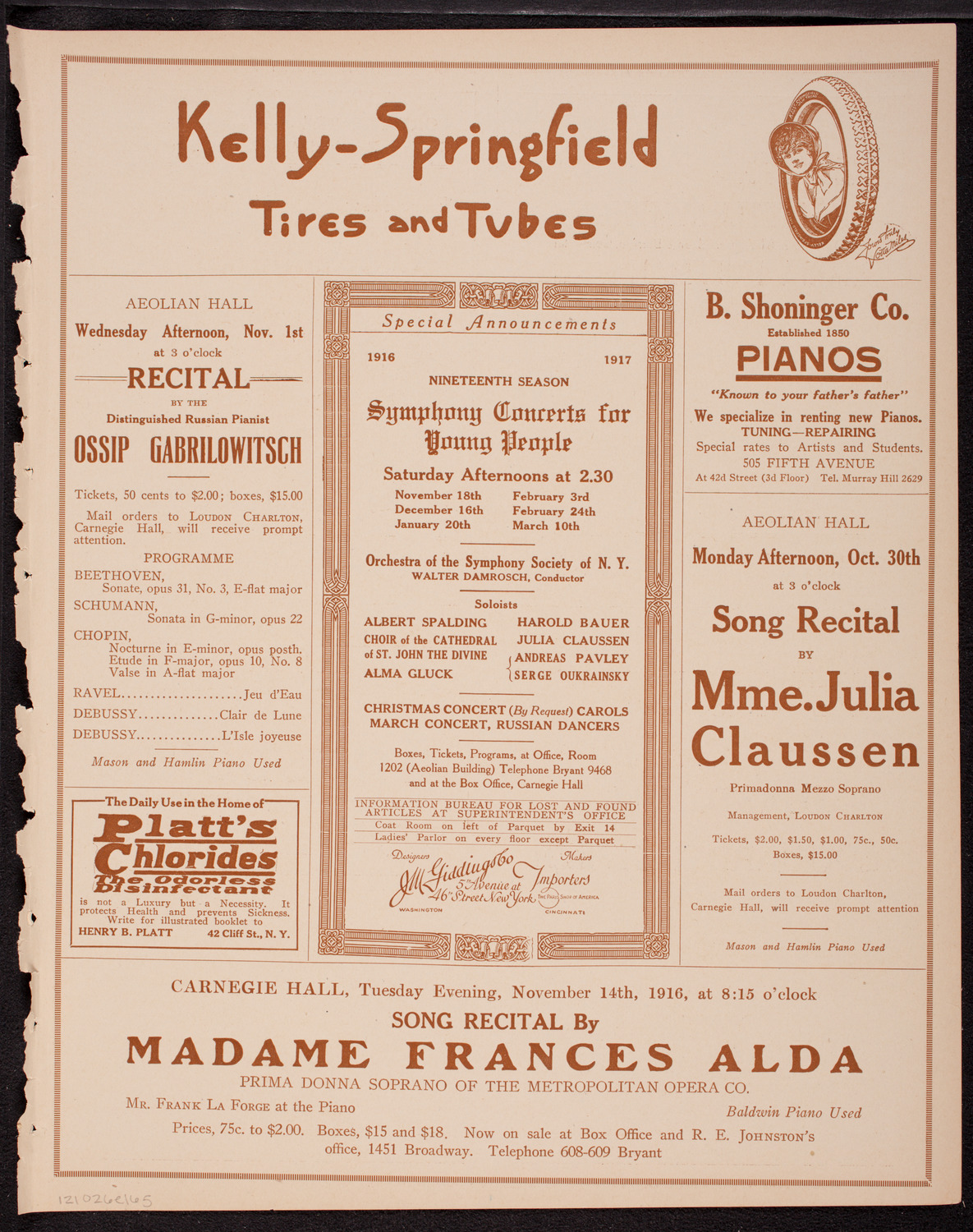 New York Philharmonic, October 26, 1916, program page 9