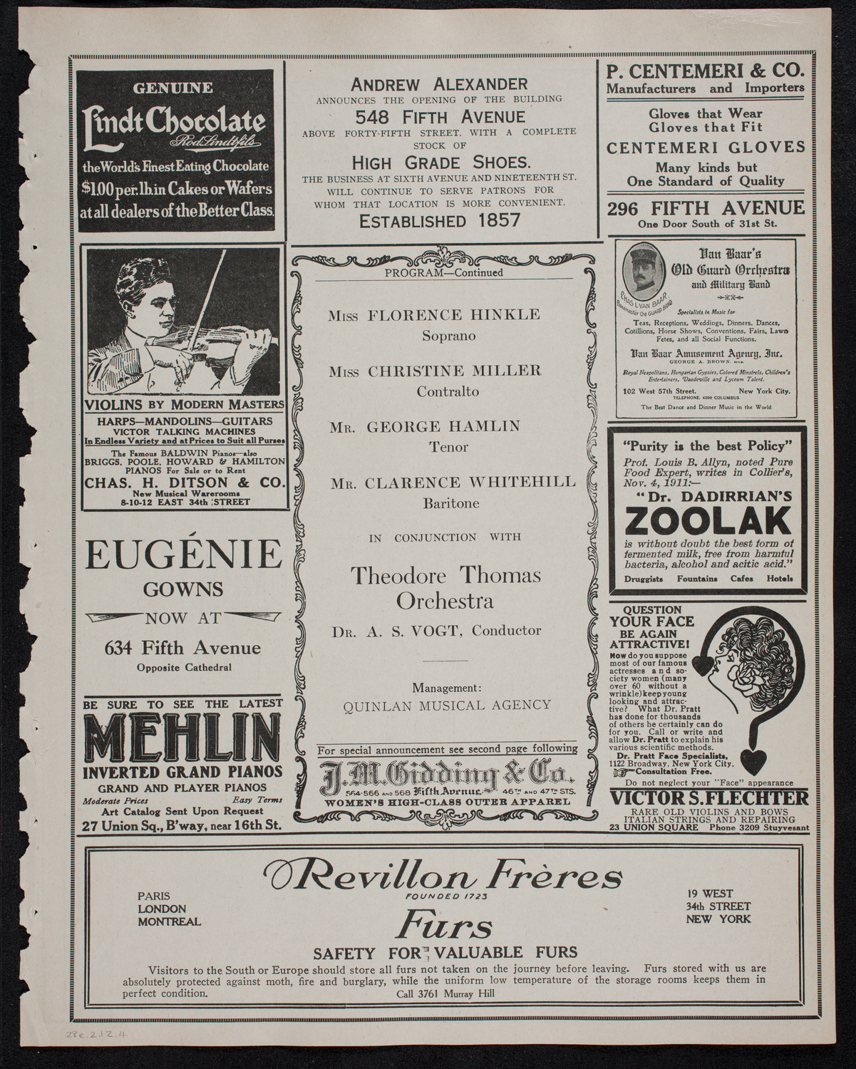 Mendelssohn Choir of Toronto with the Theodore Thomas Orchestra, February 28, 1912, program page 7