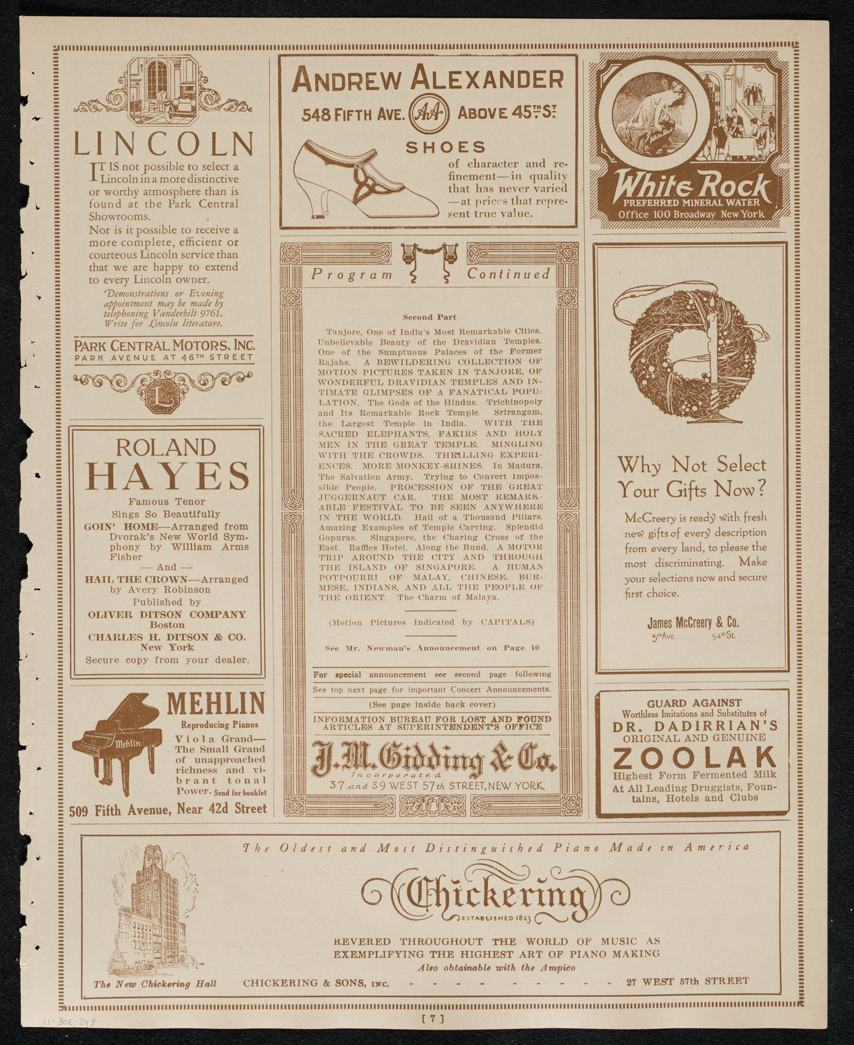 Newman Traveltalks: Ceylon and Singapore, November 30, 1924, program page 7