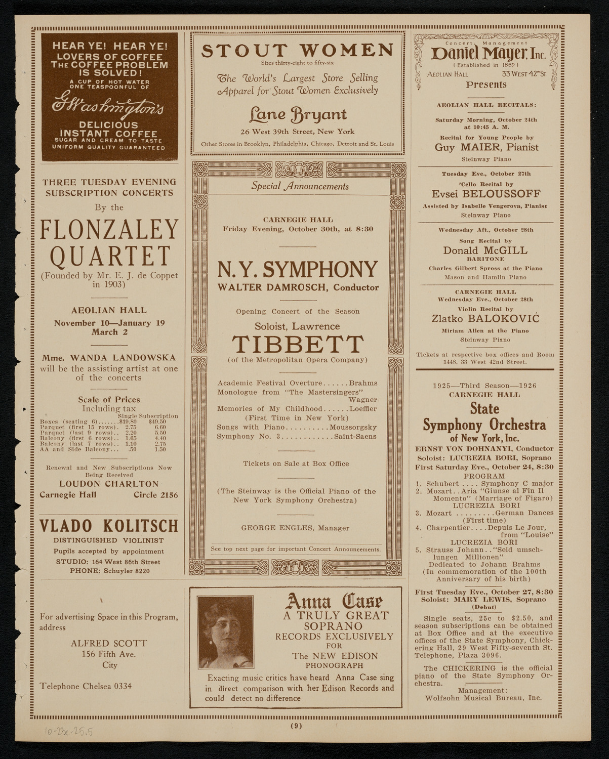 Josef Lhévinne, Piano, October 23, 1925, program page 9