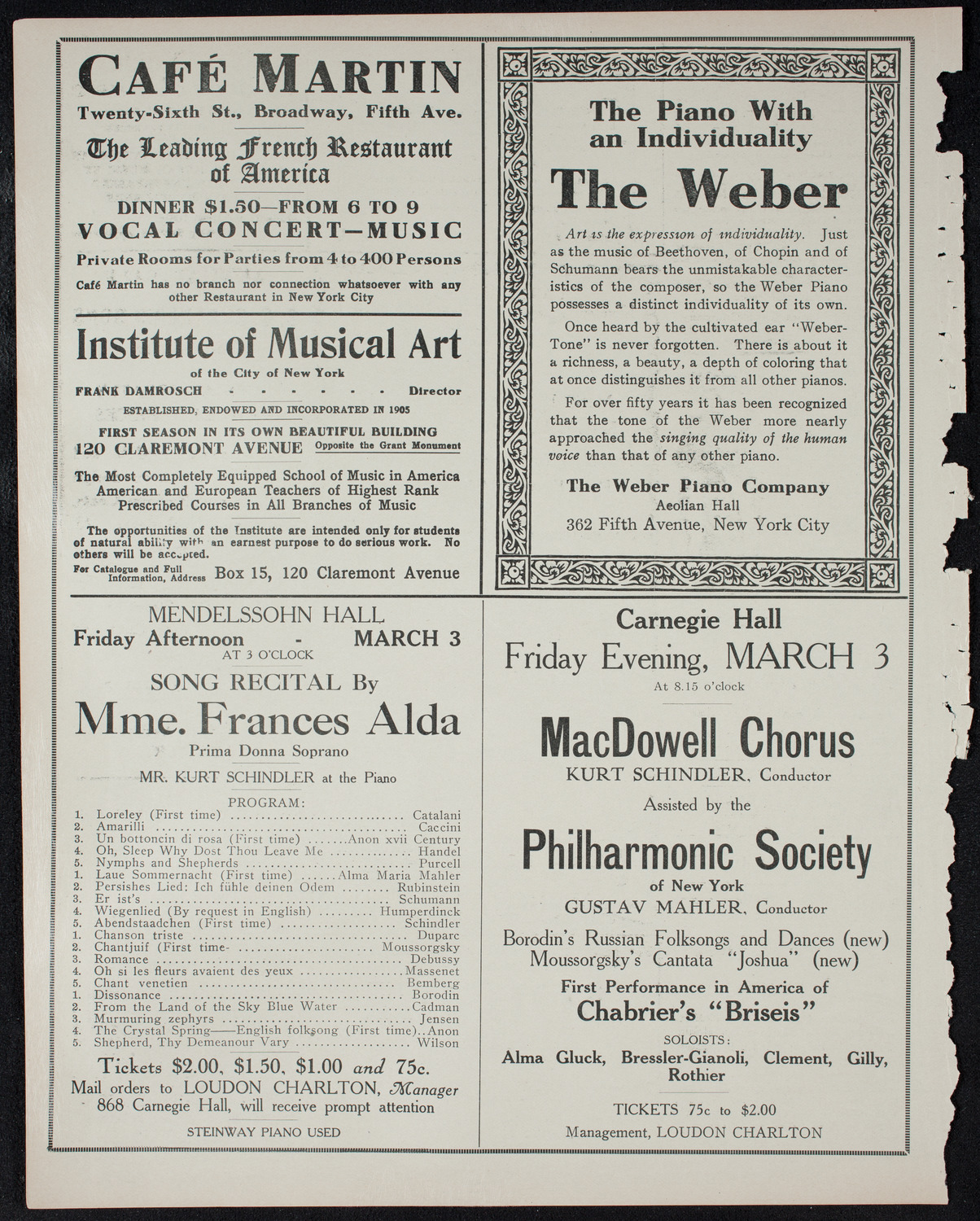 Isadora Duncan, Dancer, with the New York Symphony Orchestra, February 20, 1911, program page 6