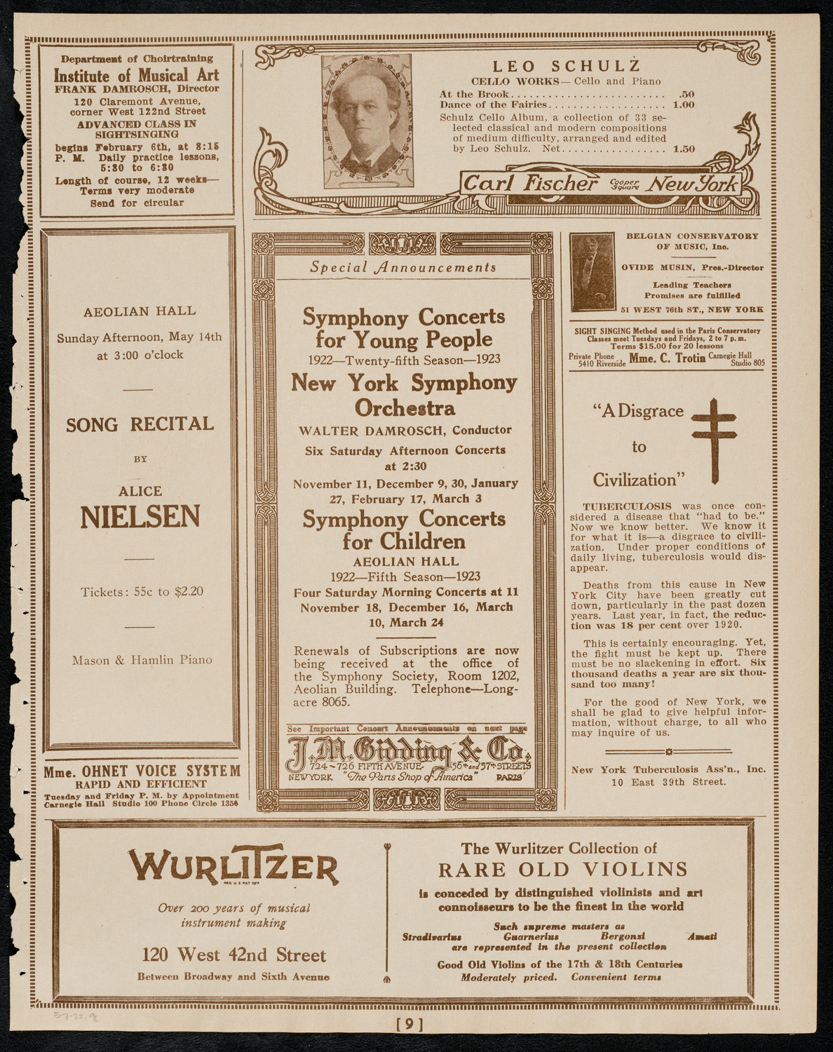 Hans Kronold Memorial Concert, May 7, 1922, program page 9