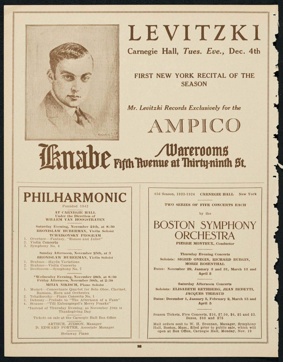 New York Symphony Orchestra: Beethoven Cycle, November 23, 1923, program page 12