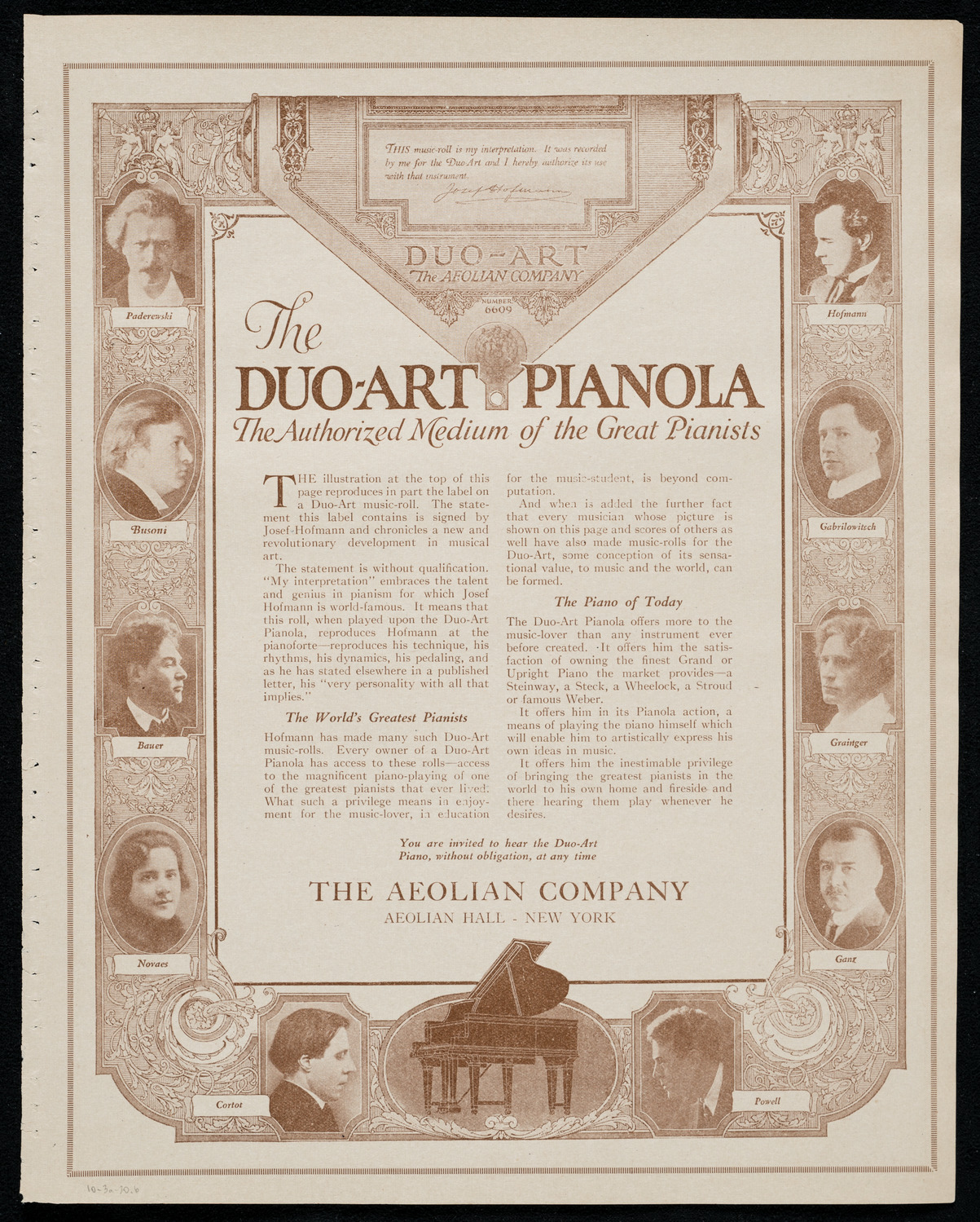 Mishel Piastro, Violin, October 3, 1920, program page 11