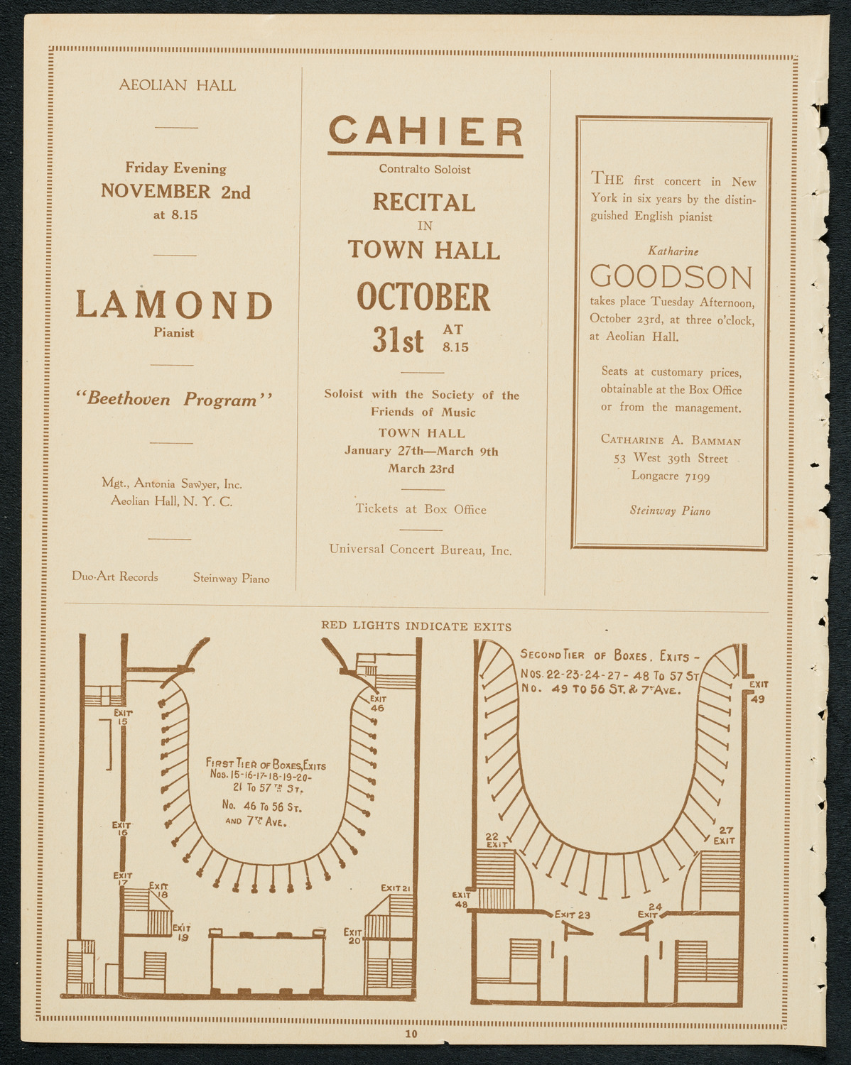 Claudio Arrau, Piano, October 20, 1923, program page 10