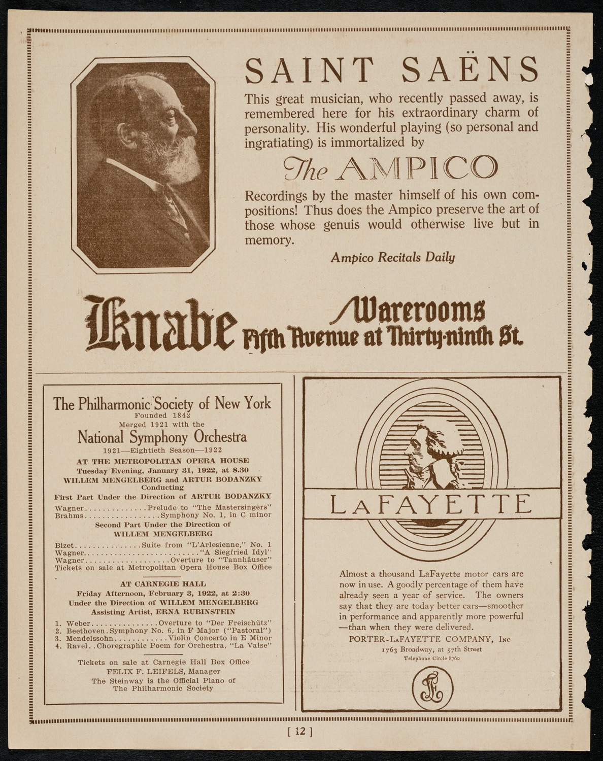 Mecca Temple of New York: Ancient Arabic Order of the Nobles of the Mystic Shrine, January 30, 1922, program page 12