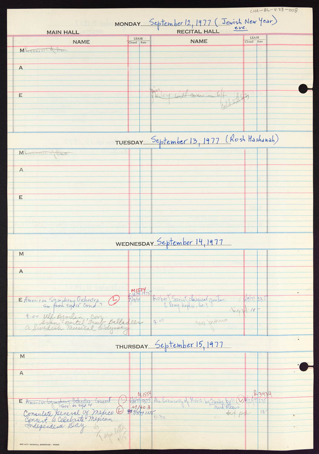 Carnegie Hall Booking Ledger, volume 23, page 8