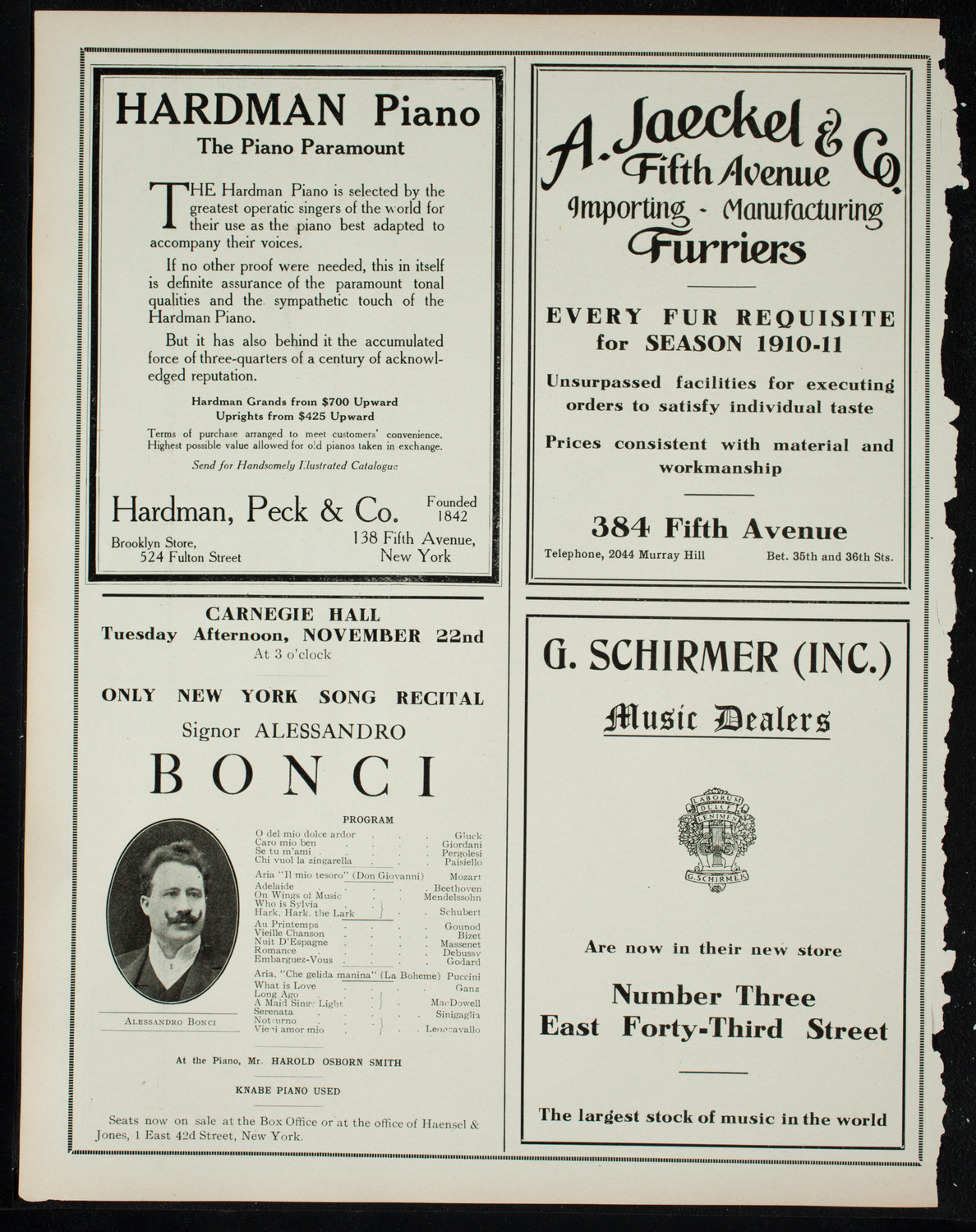 Boston Symphony Orchestra, November 10, 1910, program page 8