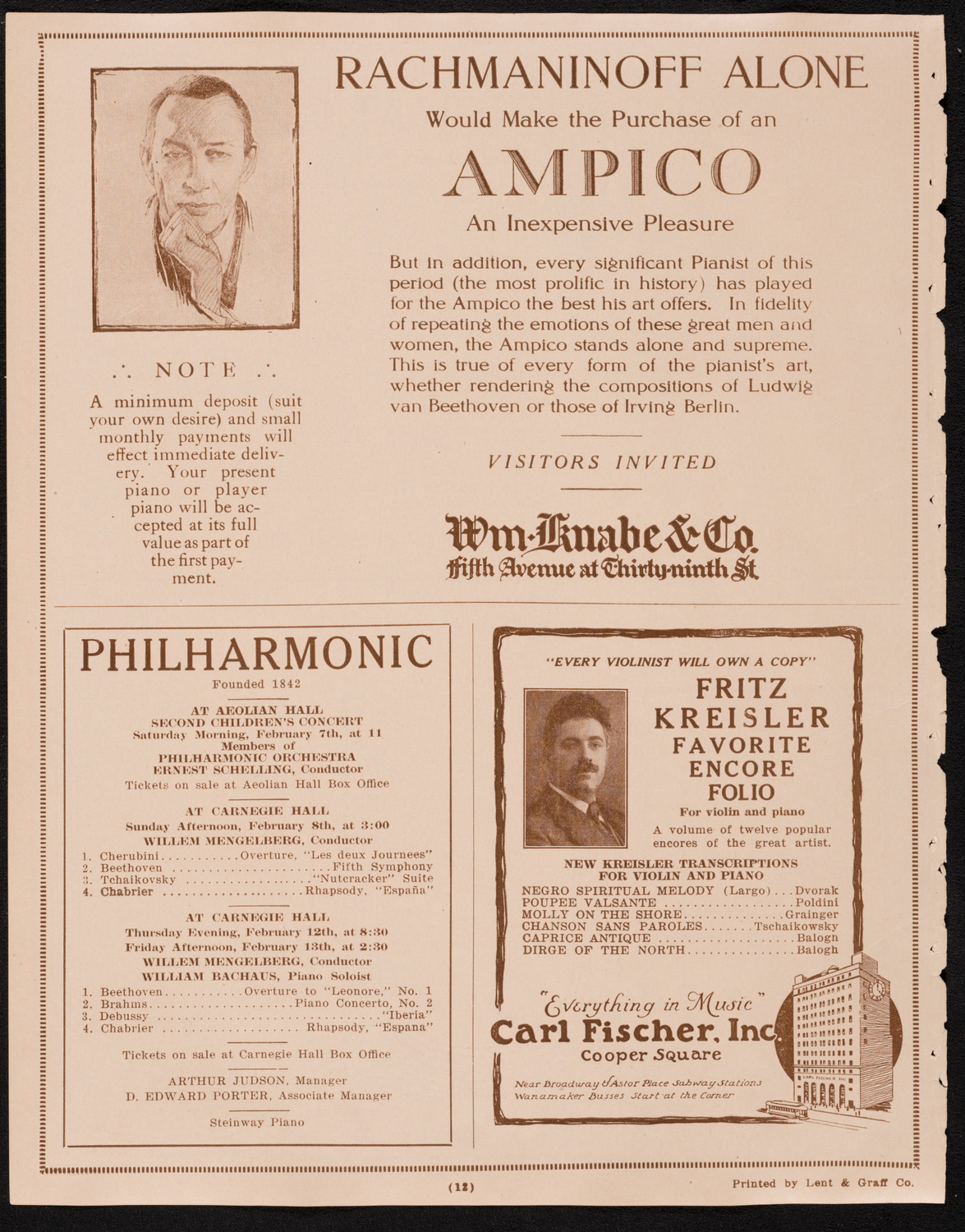 New York Philharmonic, February 5, 1925, program page 12