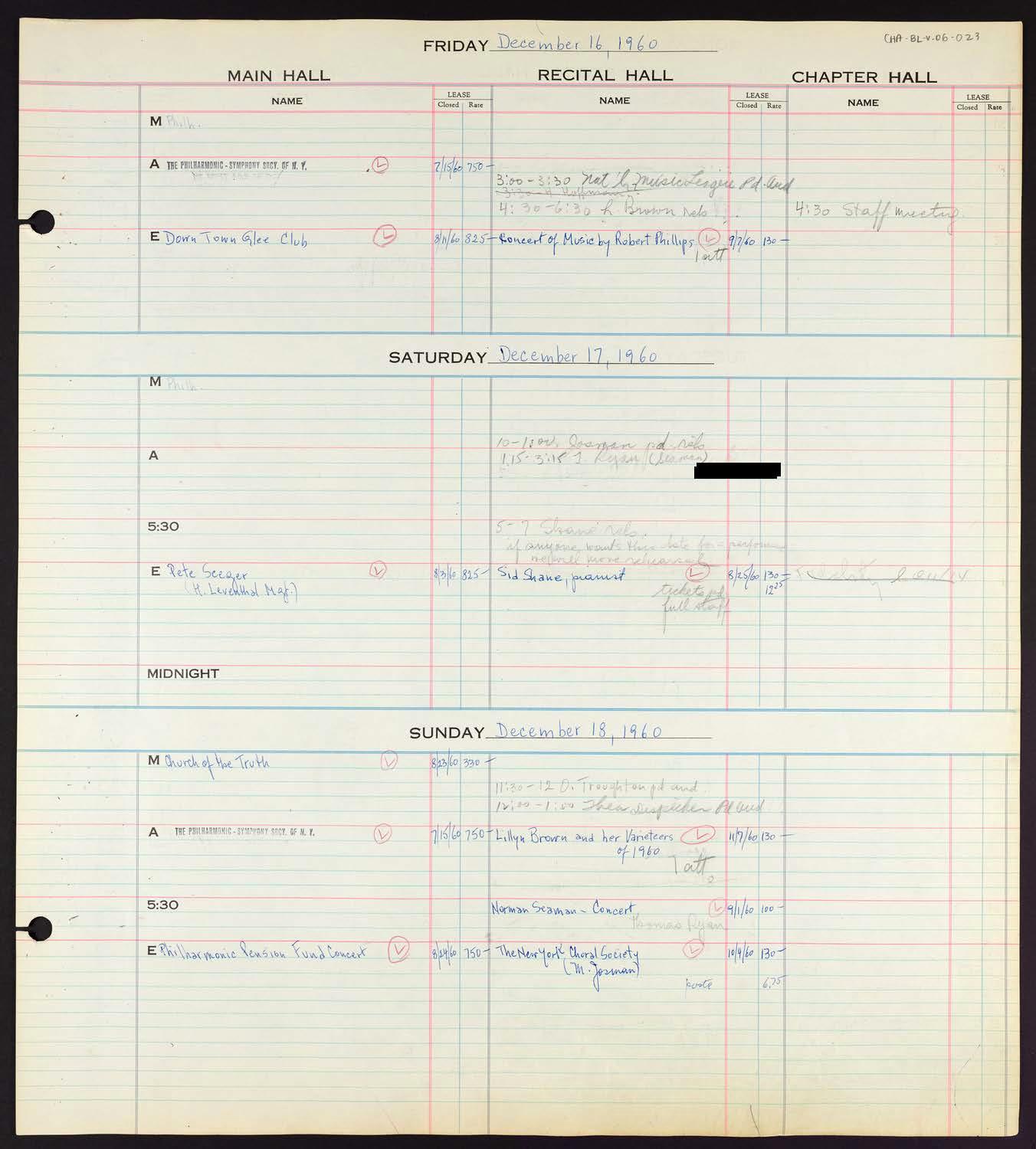 Carnegie Hall Booking Ledger, volume 6, page 23