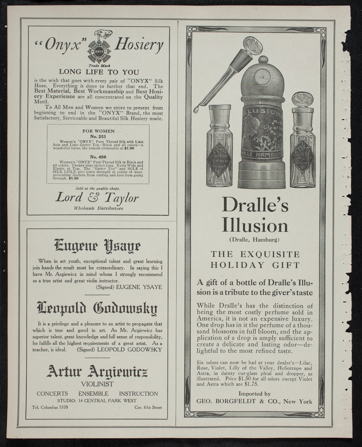 Eugène Ysaÿe, Violin, and Leopold Godowsky, Piano, December 28, 1912, program page 8