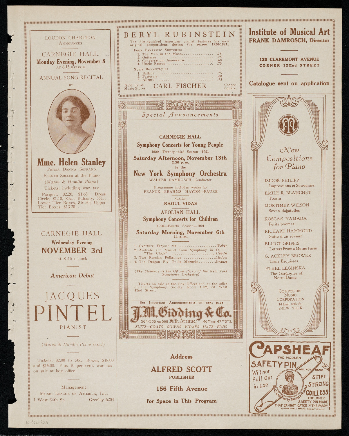 Ervin Nyiregyházi, Piano, October 30, 1920, program page 9