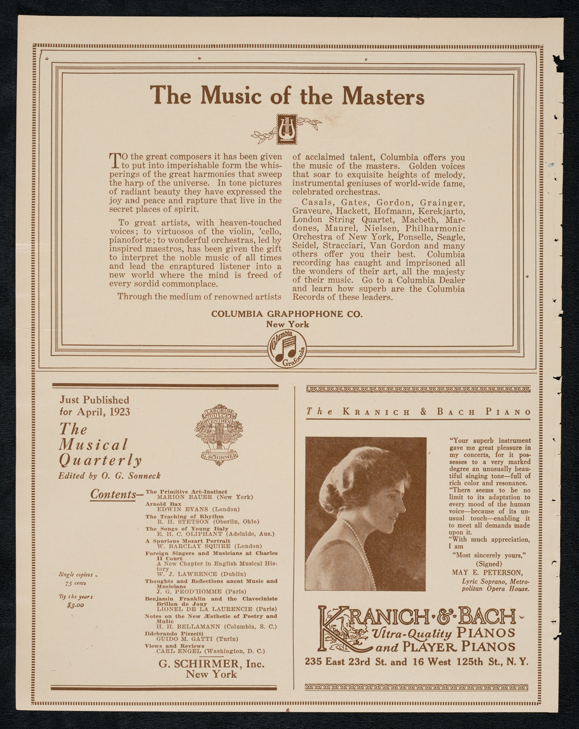 Jascha Heifetz, Violin, April 1, 1923, program page 6