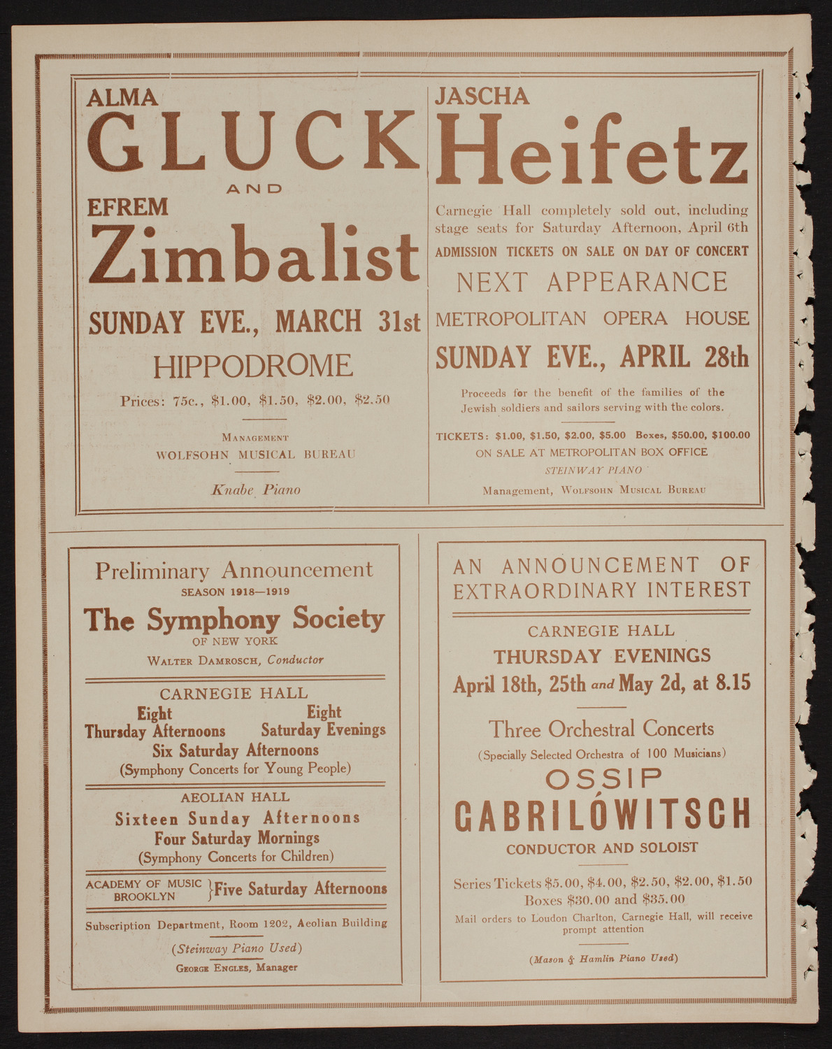 Society of the Friends of Music: Philadelphia Orchestra, March 27, 1918, program page 8