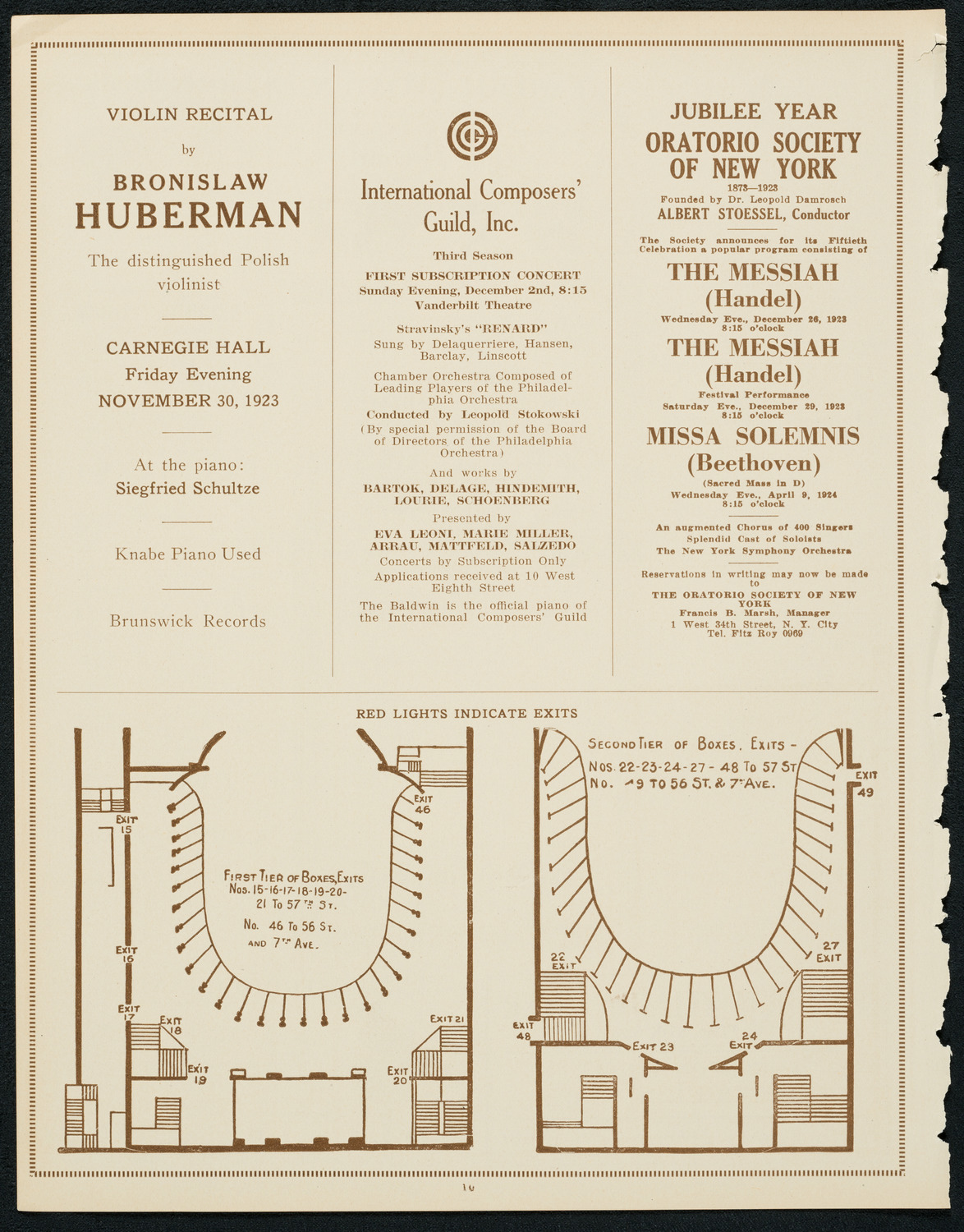 Oratorio Society of New York, November 21, 1923, program page 10