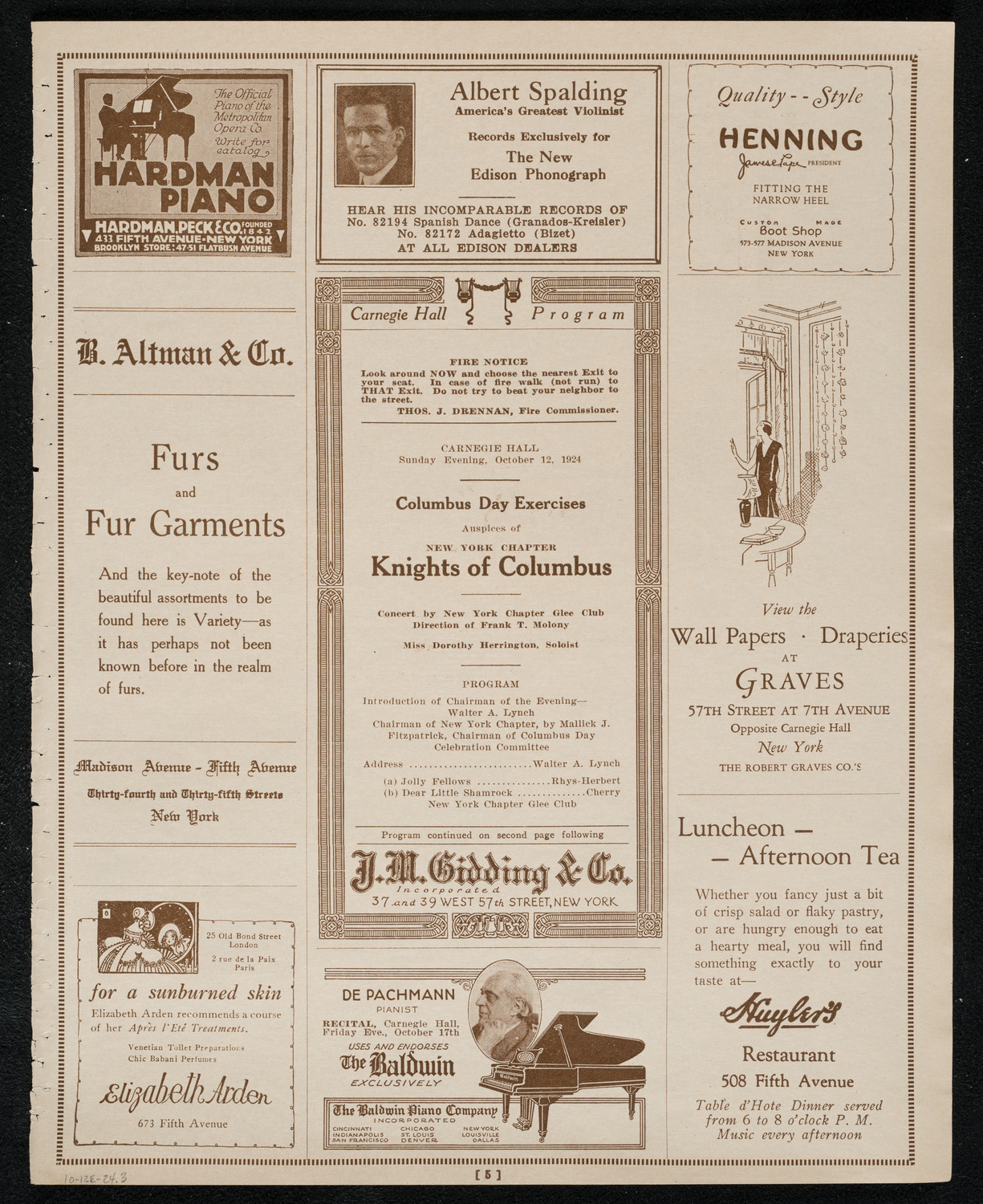 Columbus Day Celebration, October 12, 1924, program page 5