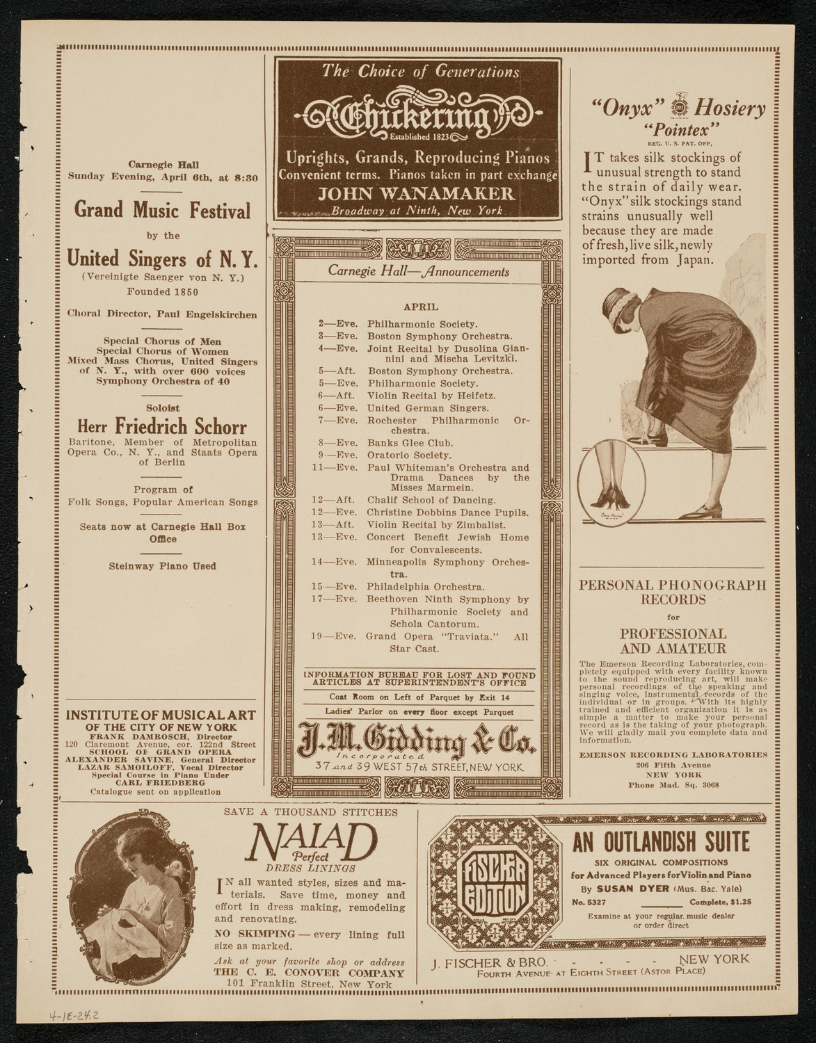 Philadelphia Orchestra, April 1, 1924, program page 3
