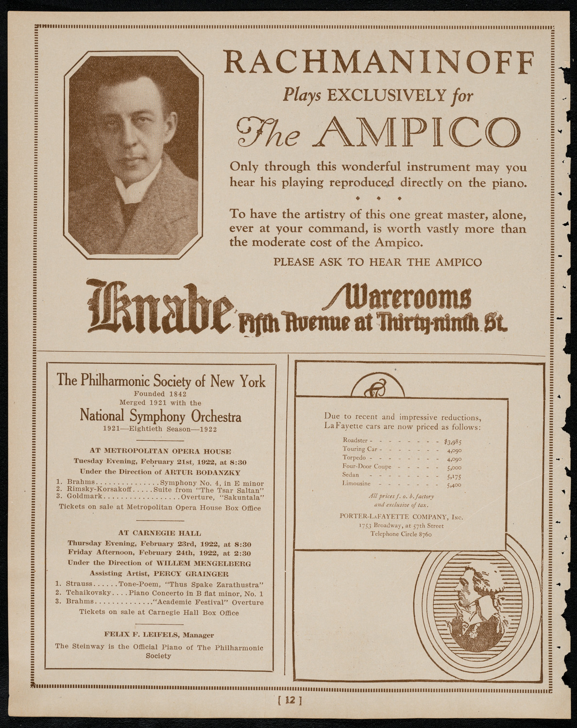 Oratorio Society of New York, February 21, 1922, program page 12