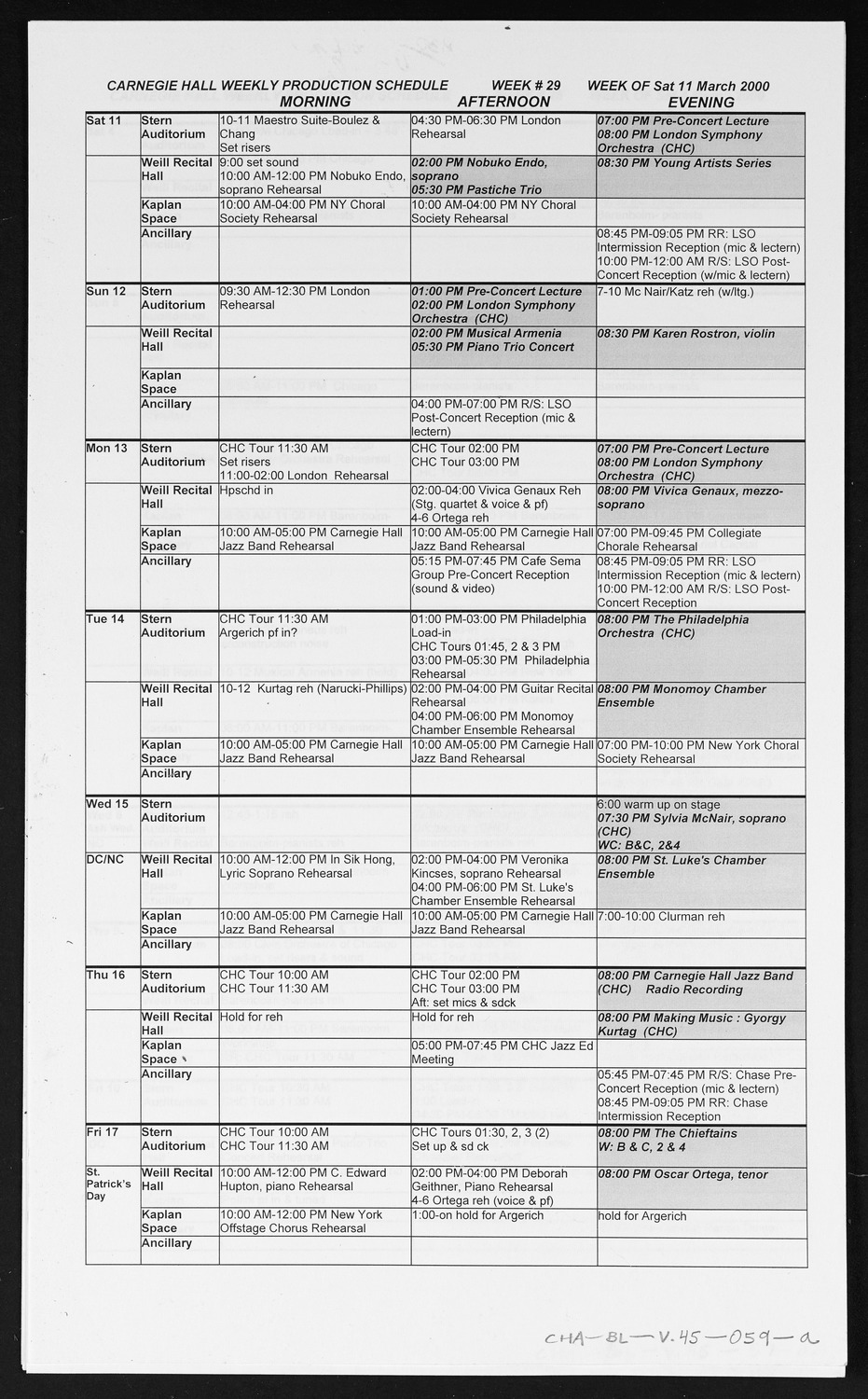 Carnegie Hall Booking Ledger, volume 45, page 59a