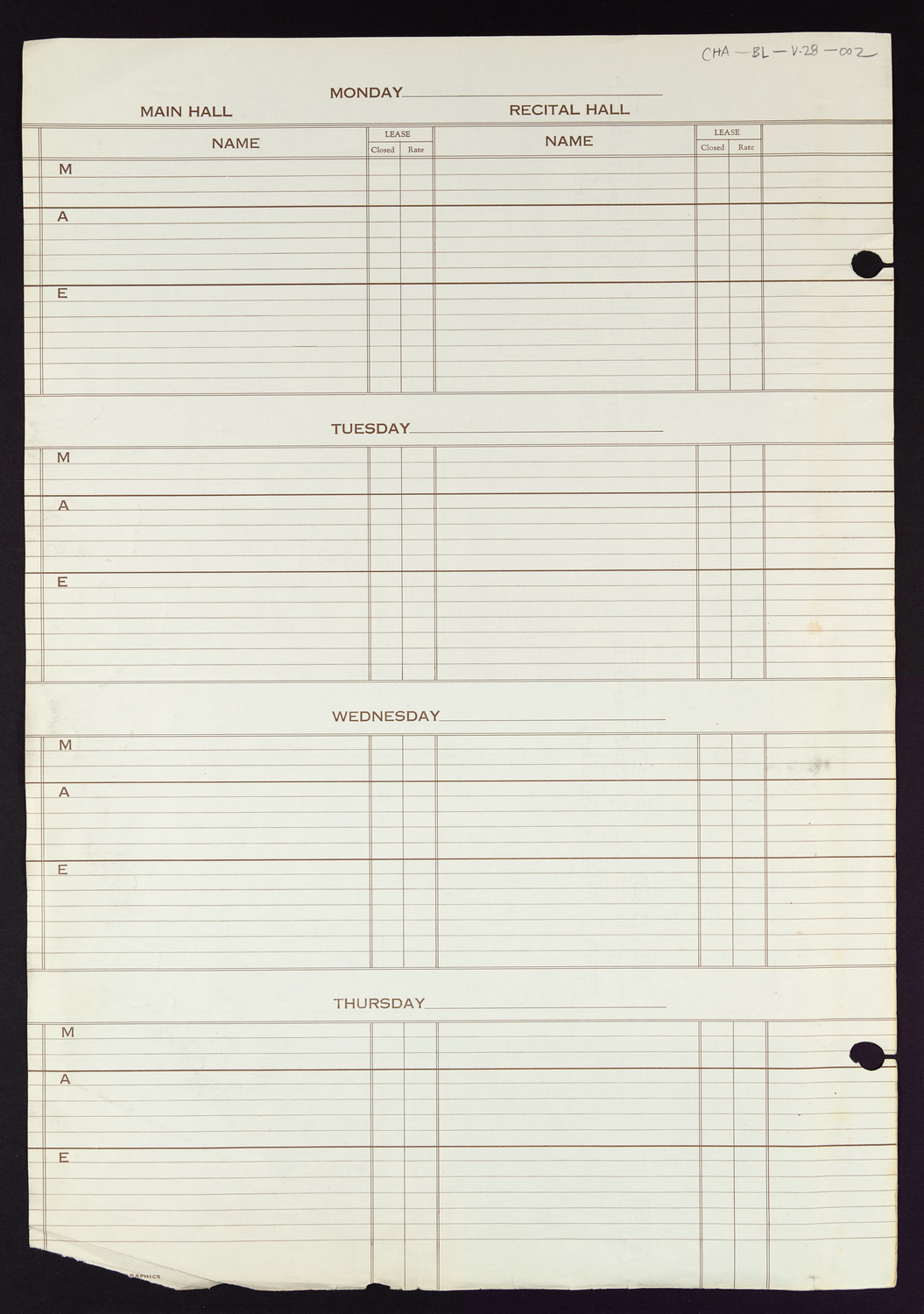 Carnegie Hall Booking Ledger, volume 28, page 2