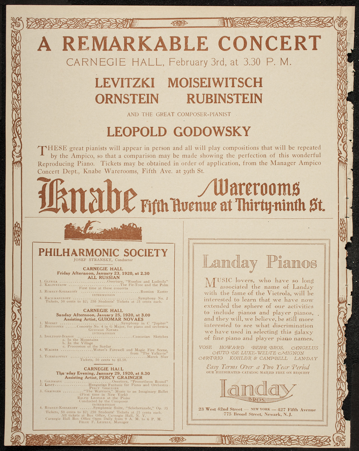 New York Philharmonic, January 22, 1920, program page 12