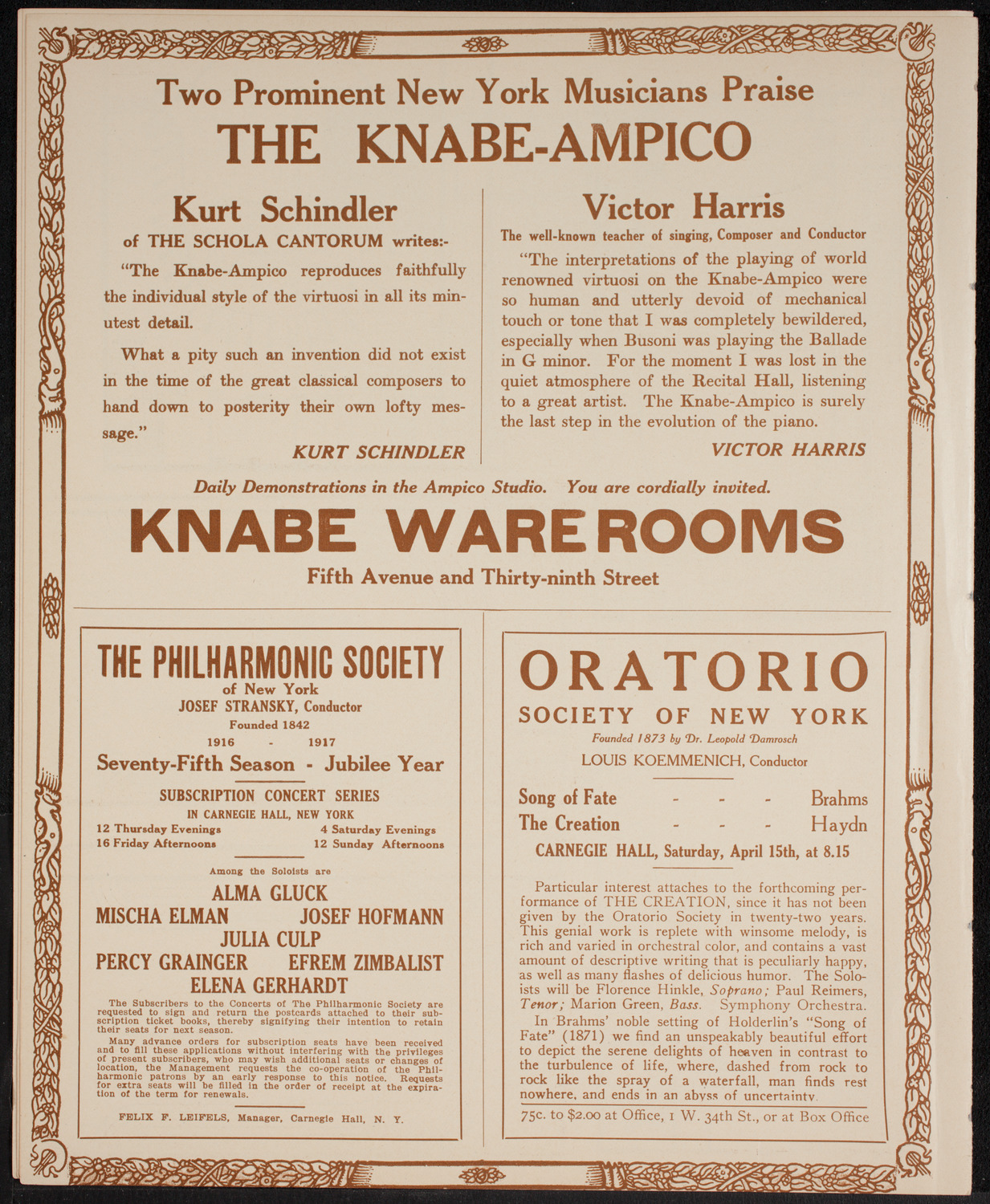 Julia Culp, Contralto, and Percy Grainger, Piano, April 11, 1916, program page 12