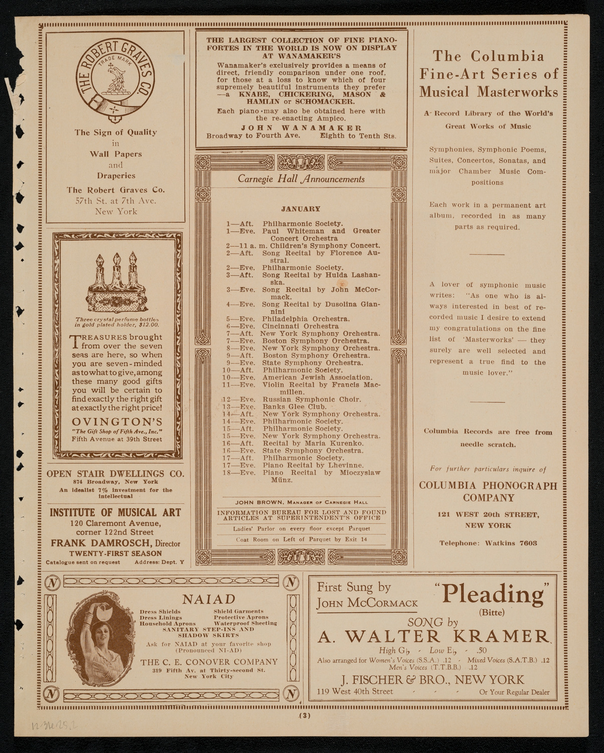 New York Philharmonic, December 31, 1925, program page 3