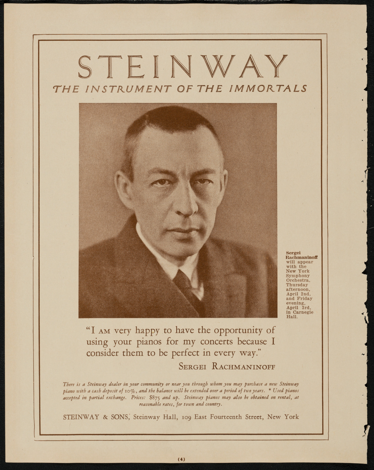 New York Symphony Orchestra, April 2, 1925, program page 4